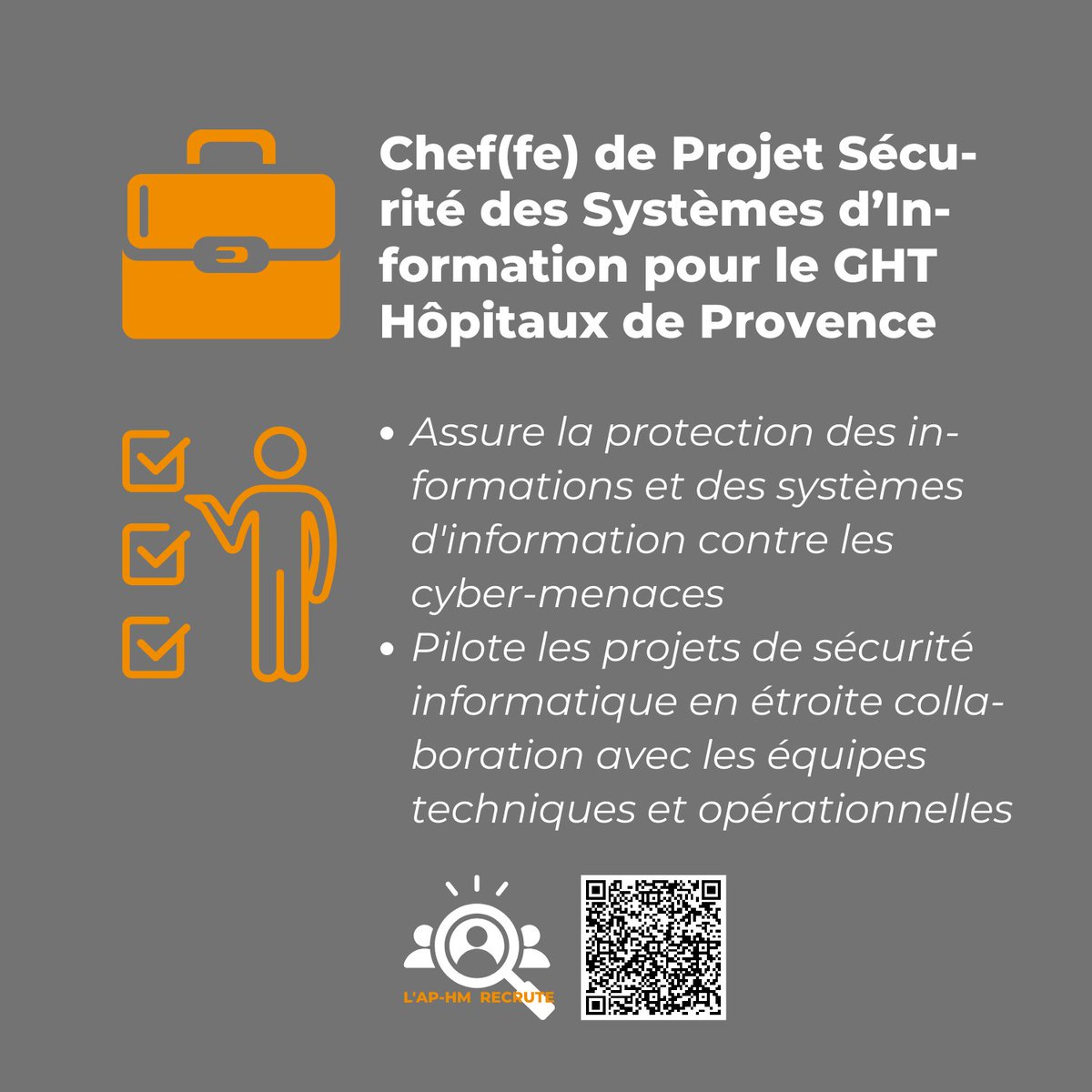 aphm_actu's tweet image. Rejoignez notre mission de sécurisation des SI en tant que Chef(fe) de Projet Sécurité pour le @ghthdp.   Protégez les données au cœur de la santé publique avec notre DSN. fr.ap-hm.fr/sites/default/… #Cybersécurité #RecrutementTech