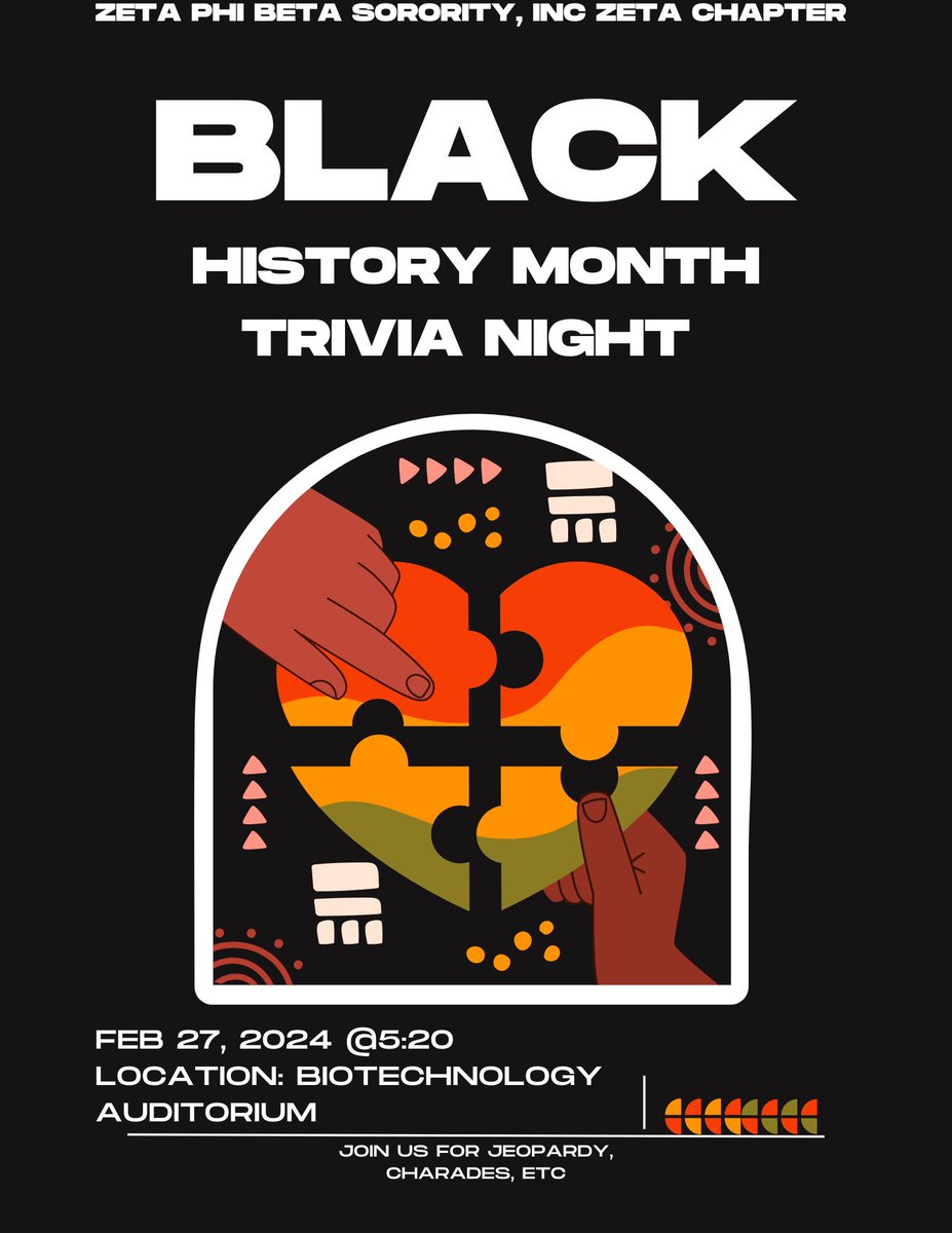 Come on out tonight and join the LadieZ of Zeta Chapter as we celebrate Black History Month with some good educational games of Jeopardy, Charades and More! 💙🕊️