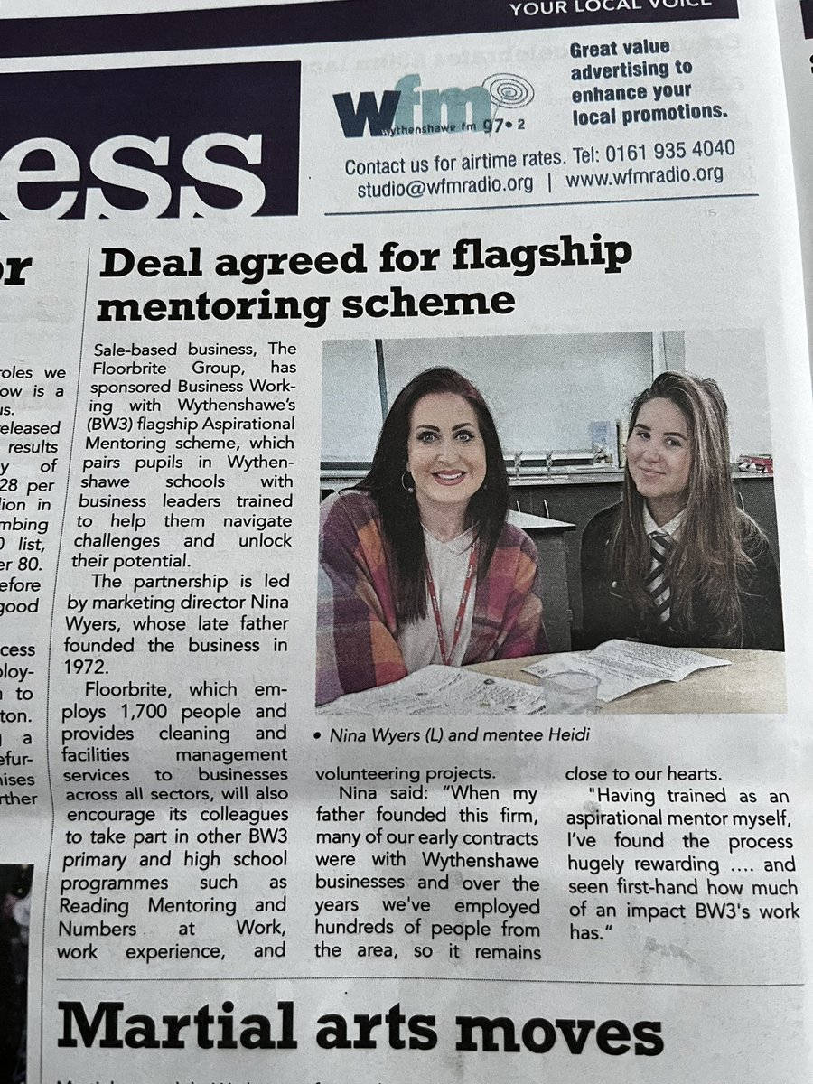 Have you read the article in the March @intouchwyth about @FloorbriteFM @FloorbriteUK sponsoring the @BW3Manchester Aspirational Mentoring programme?