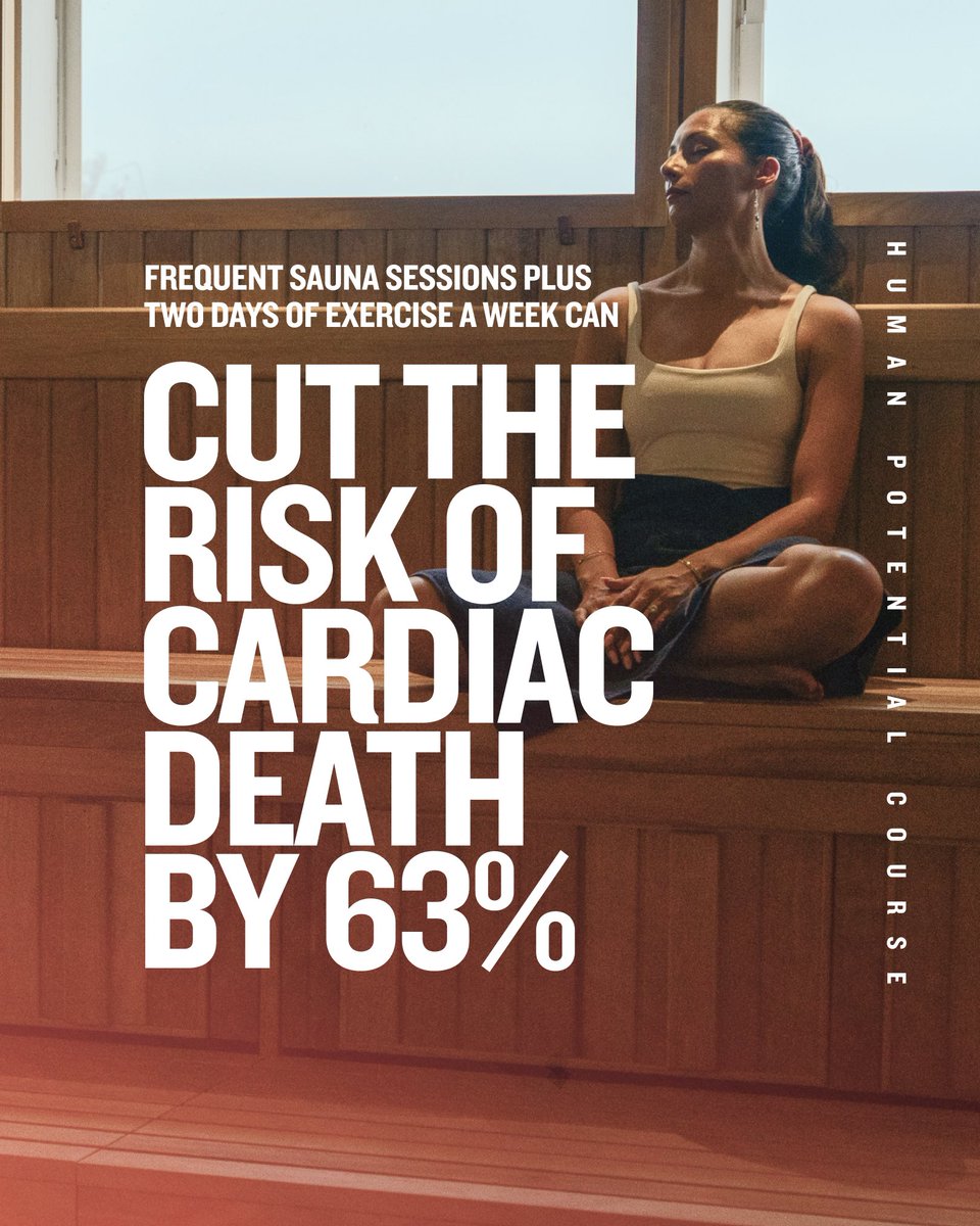 Frequent sauna sessions plus just 2 days of exercise a week can cut the risk of cardiac death by 63%.* Learn techniques and daily practices for building resilience in the Human Potential course: bit.ly/48gZDHC *Laukkanen, et al., (2015). #Vivobarefoot #HumanPotential