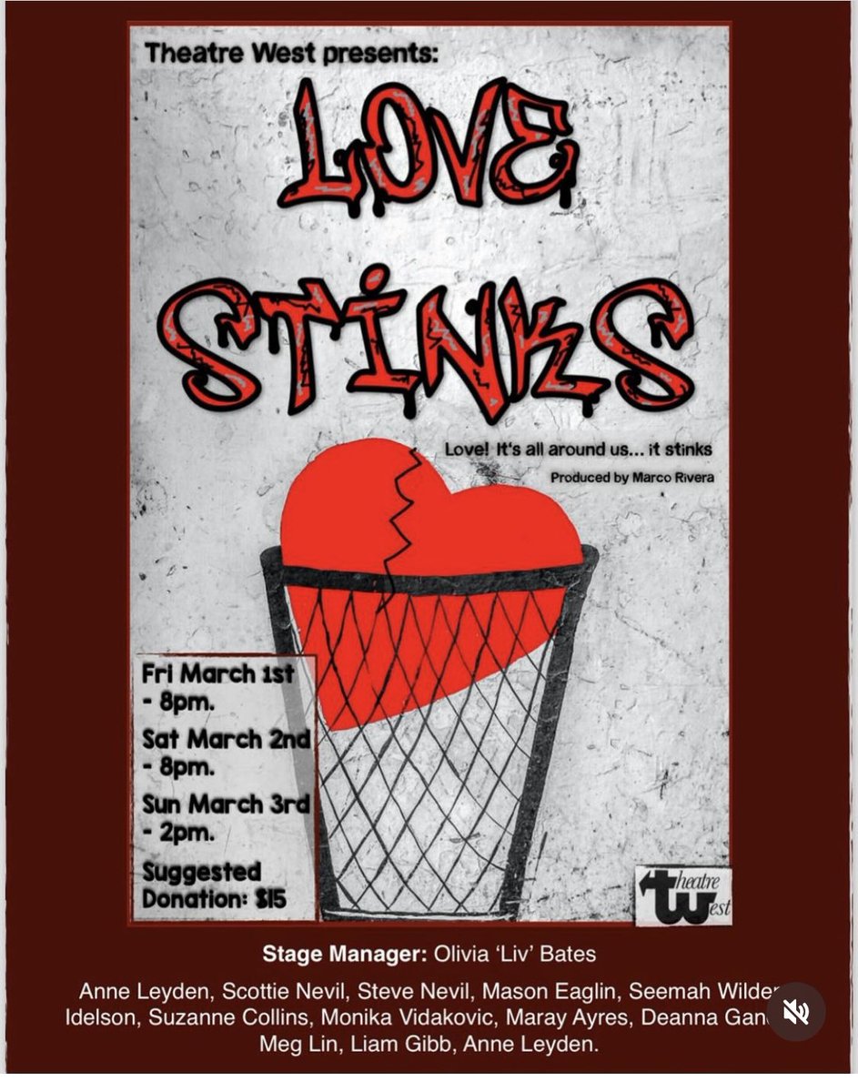 LOVE STINKS?? If you are in LA Friday, Saturday 8:00 curtain or Sunday 2:00 matinee…come join is and find out WHY “Love Stinks”. @TheatreWest #actorslife #losangeles #latheatre