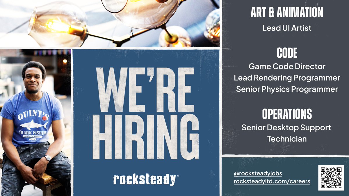 We're hiring for some key positions at Rocksteady right now, and would be honored to offer the next career step to our friends, peers and colleagues facing uncertain futures. Please take a look at our roles, benefits and values at: rocksteadyltd.com/careers/ #gamedev #gamejobs