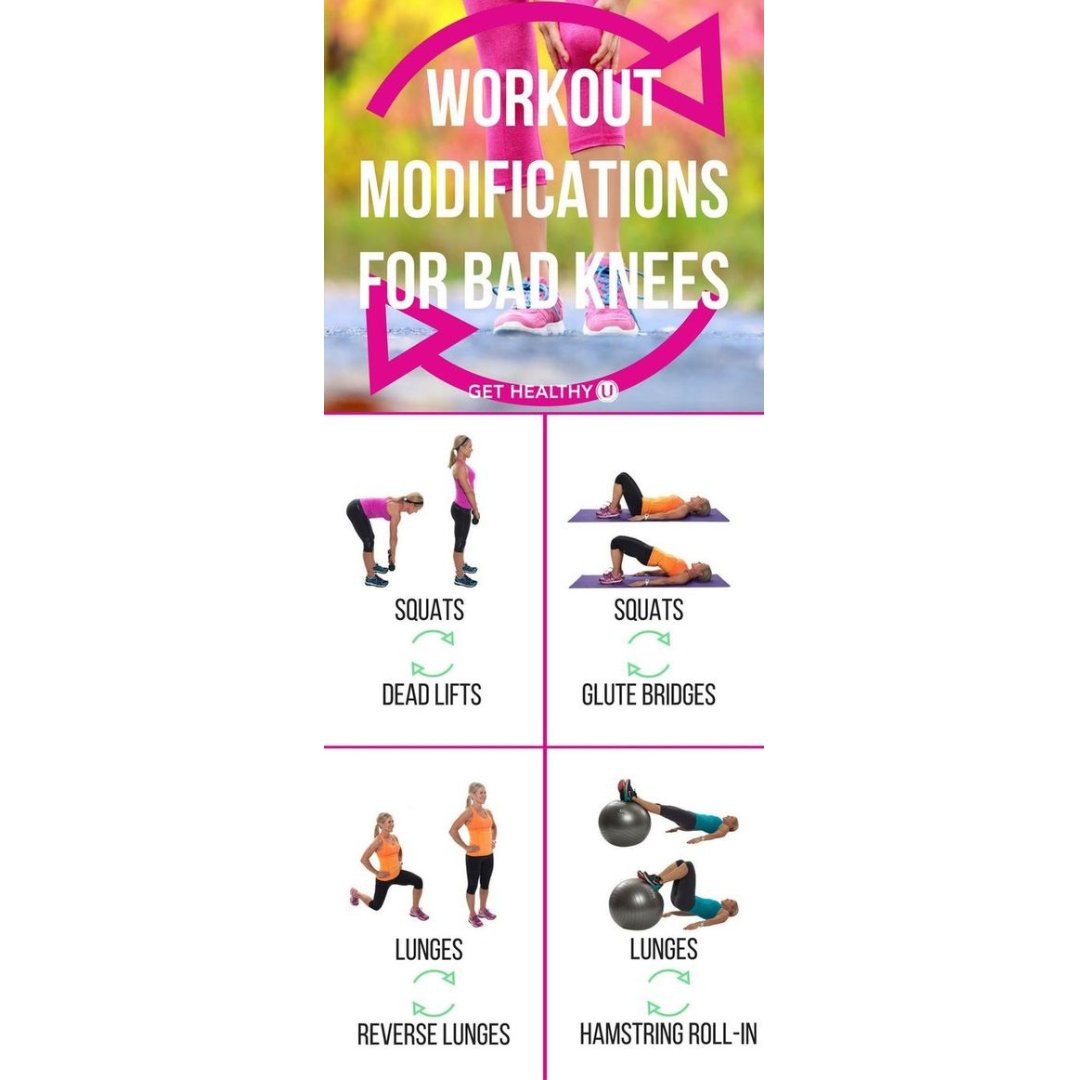 SPORTSLLC1's tweet image. Are you experiencing knee pain? Here are some exercise modifications that could help. 

#SportsPT #AtHomeExercises #KneePain #BadKnees #health #exercise
