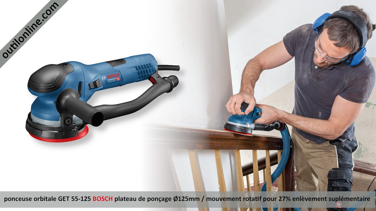 OutilonlineCom's tweet image. #outillage #ponceuse #orbitale GET55-125 #BoschPowertools outilonline.com/catalog/ponceu… mode #ponçage grossier pour enlèvement maximum / mode ponçage fin pour finition. Réglage de régime pour adaptation à l&apos;application. Raccord aspirateur pour travail sans poussière