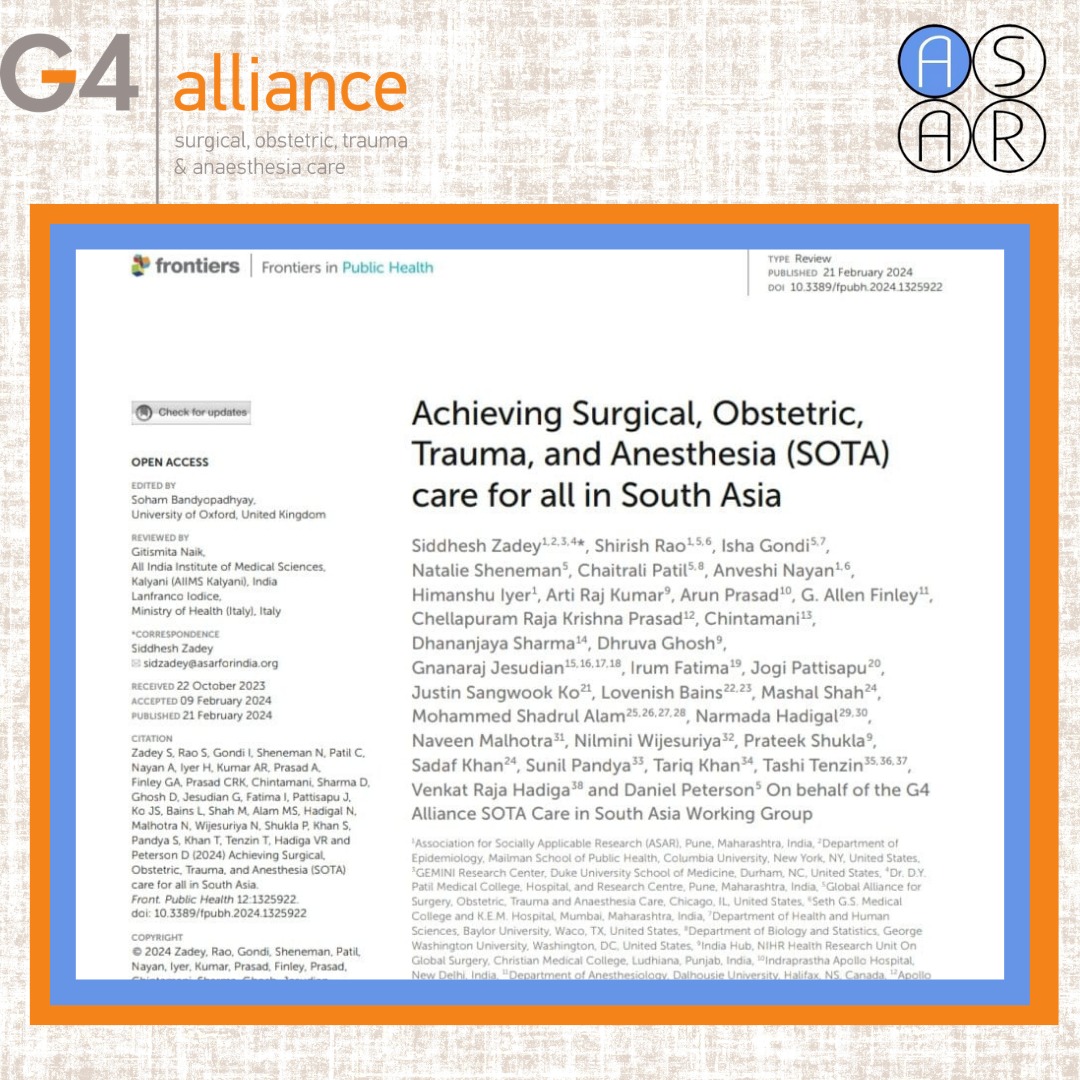 The South Asian Working Group is thrilled to share their current publication - Achieving Surgical, Obstetric, Trauma , and Anesthesia (SOTA) care for all in South Asia. To read our full text - frontiersin.org/journals/publi… #Globalsurgery #sotacare #southasia