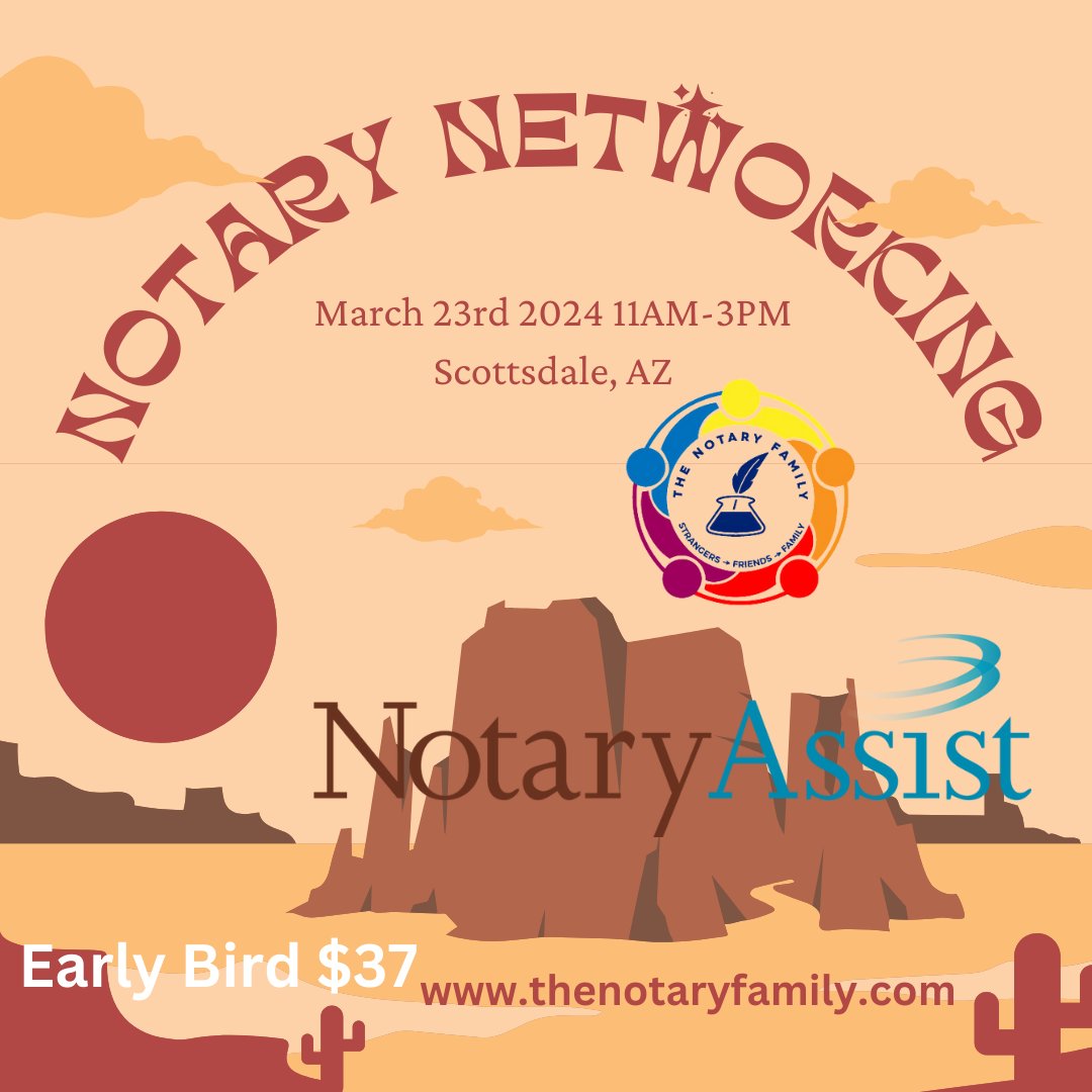 Acmenotary1's tweet photo. Come Join us in Scottsdale, AZ for some notary networking. Register today! https://t.co/ShpEtoqYCI Early Bird Pricing ends Feb 29th. https://t.co/yWYYKNzAOL