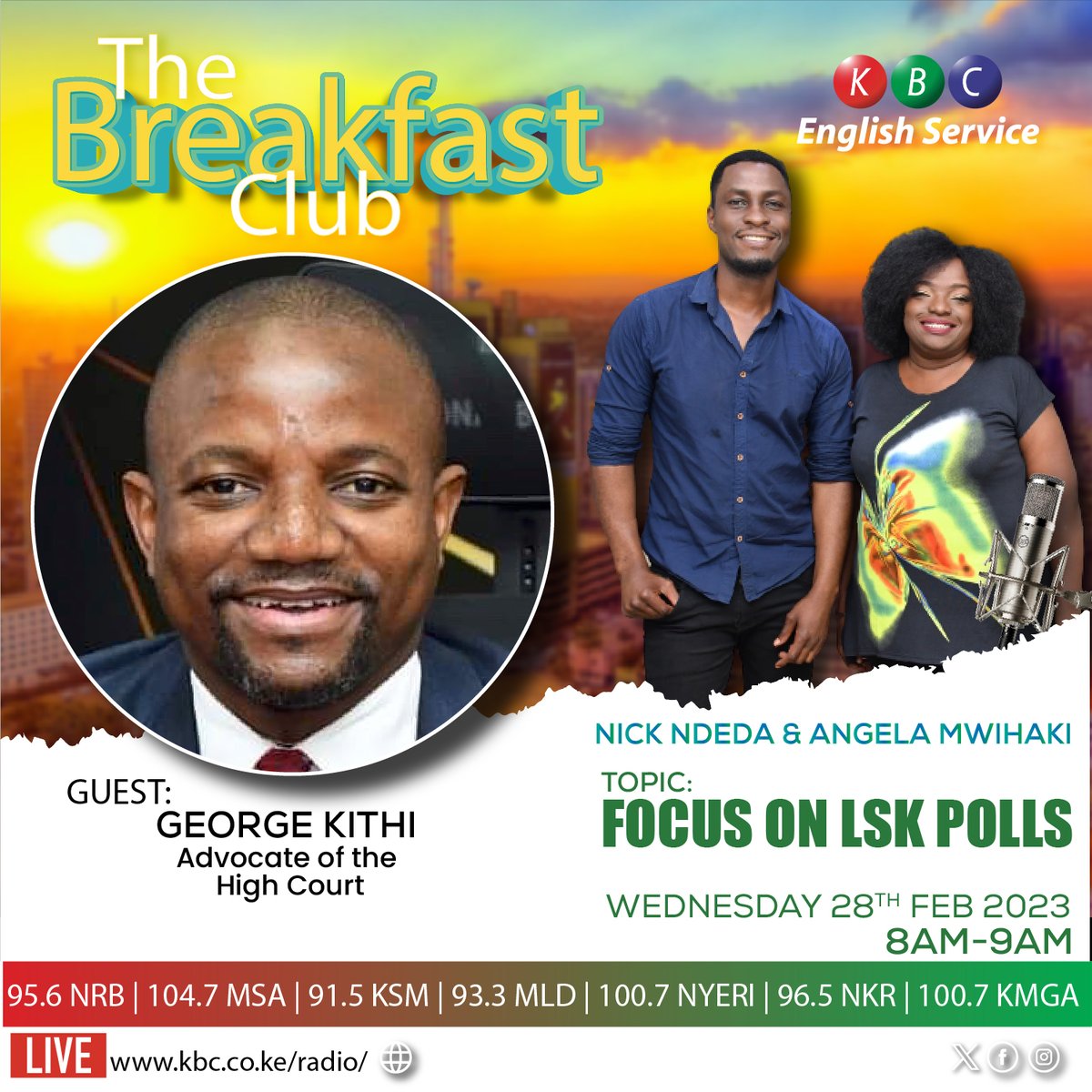What are your preferred qualities for LSK office holder? Wednesday starts here on the Breakfast Club from 0500HRS to 1000HRS with Nick Ndeda & Angela Mwihaki GOOD MORNING! Listen live: kbc.co.ke/radio/ ^PMN #BreakfastClubKBC @NickNdeda | @angelamwihaki