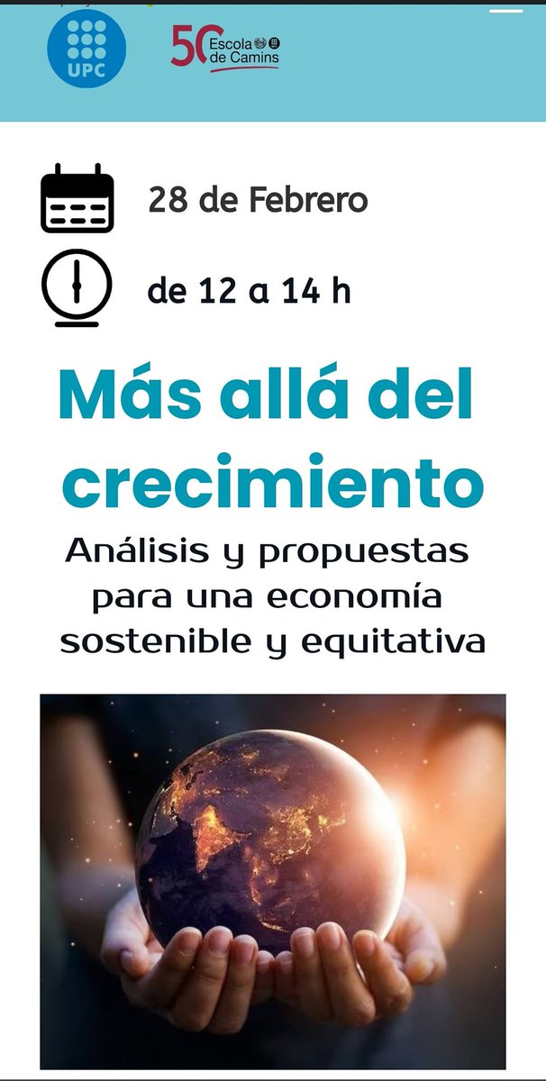 La inscripción a esta conferencia es gratuita y está abierta a todos los estudiantes de la UPC y a cualquier persona interesada. El aforo es limitad.

Fecha: 28 de febrero, 12h-14h
Lugar: UPC CampusNord, edificio C2, Sala d'actas
Inscripciones: conferenciaupc.site
