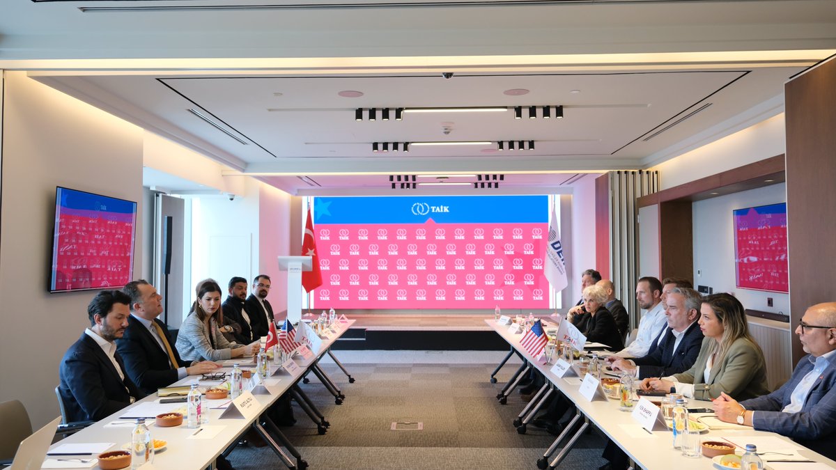 taikofficial's tweet photo. Houston @TK_TR iş birliği kapsamında, @SabanciHolding Grup Başkanı ve TAİK Teksas Başkanımız Burak Orhun liderliğinde Houston'dan gelen ABD'li iş insanlarını ağırladık.

ABD Eyaletleri arasında Türk iş insanlarının en çok yatırım yaptığı ve 4,3 milyar $ ticaret hacmi ile ABD’deki en büyük ticaret partnerimiz olan Teksas'tan gelen ve farklı sektör temsilcilerinin bulunduğu heyet ile TAİK üyelerimizin bir araya geldiği toplantıda, potansiyel iş birlikleri ve ortaklıklar ele alındı.

🔹Üretim, Gıda ve Parakende, Yenilenebilir Enerji, Lojistik, ve Teksas limanlarına yönelik yatırım opsiyonlarının değerlendirildiği toplantıda, üçüncü ülkelerdeki iş birliği fırsatları görüşüldü. 🤝🏻

🎯Hedef 🇹🇷-🇺🇸 arasında 100 milyar $ ticaret hacmi

#TAİK Eyalet yapılanmaları dahilinde, Teksas Komitesi 🇹🇷-🇺🇸 ikili ekonomik ilişkilerinde örnek bir rota oluşturmaya devam ediyor.

******

In collaboration with @TK_TR Houston, we were delighted to host a delegation of US business leaders from Houston under the guidance of TAİK Texas Chair Burak Orhun, @SabanciHolding Group President.

Texas is Türkiye's largest trade partner, boasting a $4.3 billion trade volume and serving as the primary destination for Turkish investments among the 50 states. Our members and guests had the opportunity to explore potential collaborations and partnerships.

🔹We delved into key sectors including Manufacturing, Food and Retail, Renewable Energy, Logistics, and investment opportunities within Texas ports, alongside discussions on partnership prospects in third countries 🤝🏻

🎯 $100 billion trade volume between 🇹🇷-🇺🇸

TAIK Texas State Committee remains pivotal in fostering exemplary bilateral economic relations at the state level.