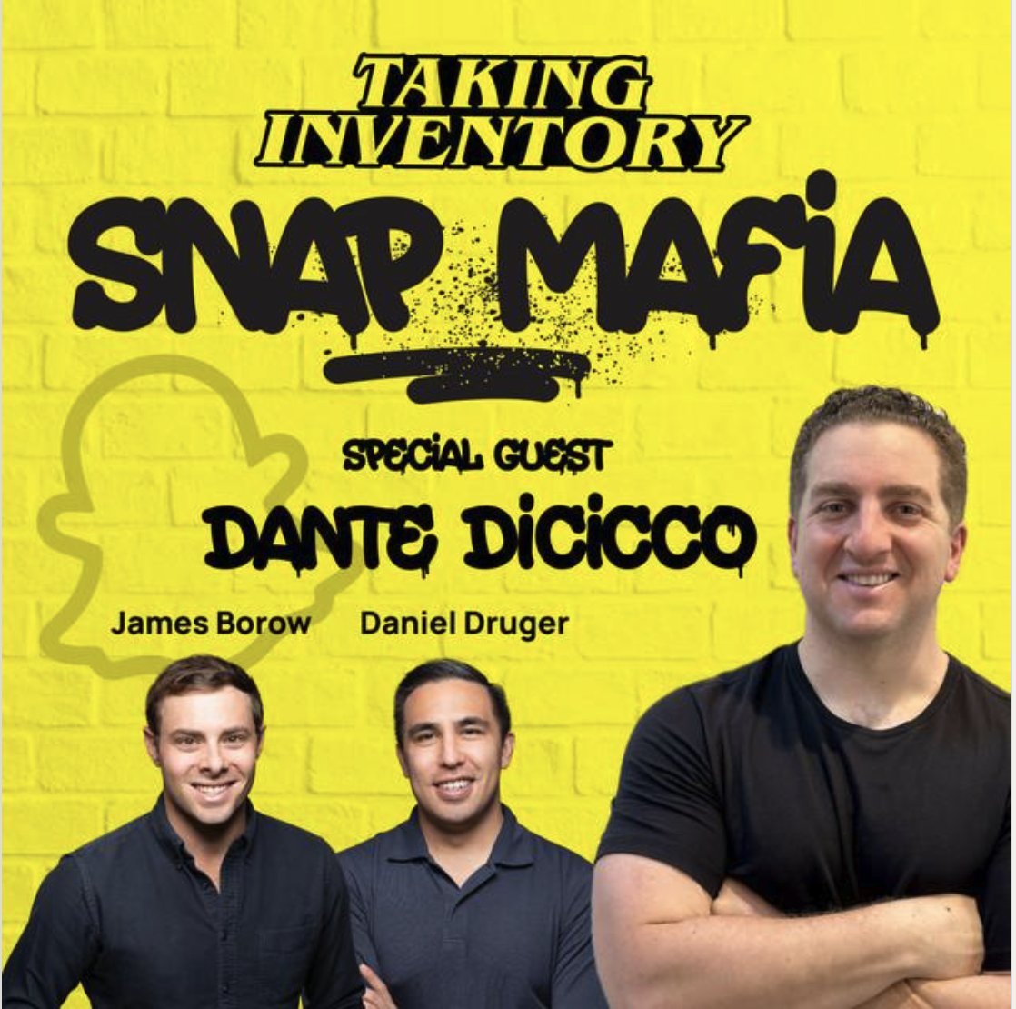 Today we dropped ep #1 of the “Snap Mafia Edition” of @TakingInvPod. Every month we'll be interviewing <a href="/Snap/">Snap Inc.</a> alums who have started new companies. It's fitting that we're starting off with <a href="/realdanted/">Dante DiCicco</a>, the founder of Zitti Inc., who was also one of the first 10 users of Snapchat
