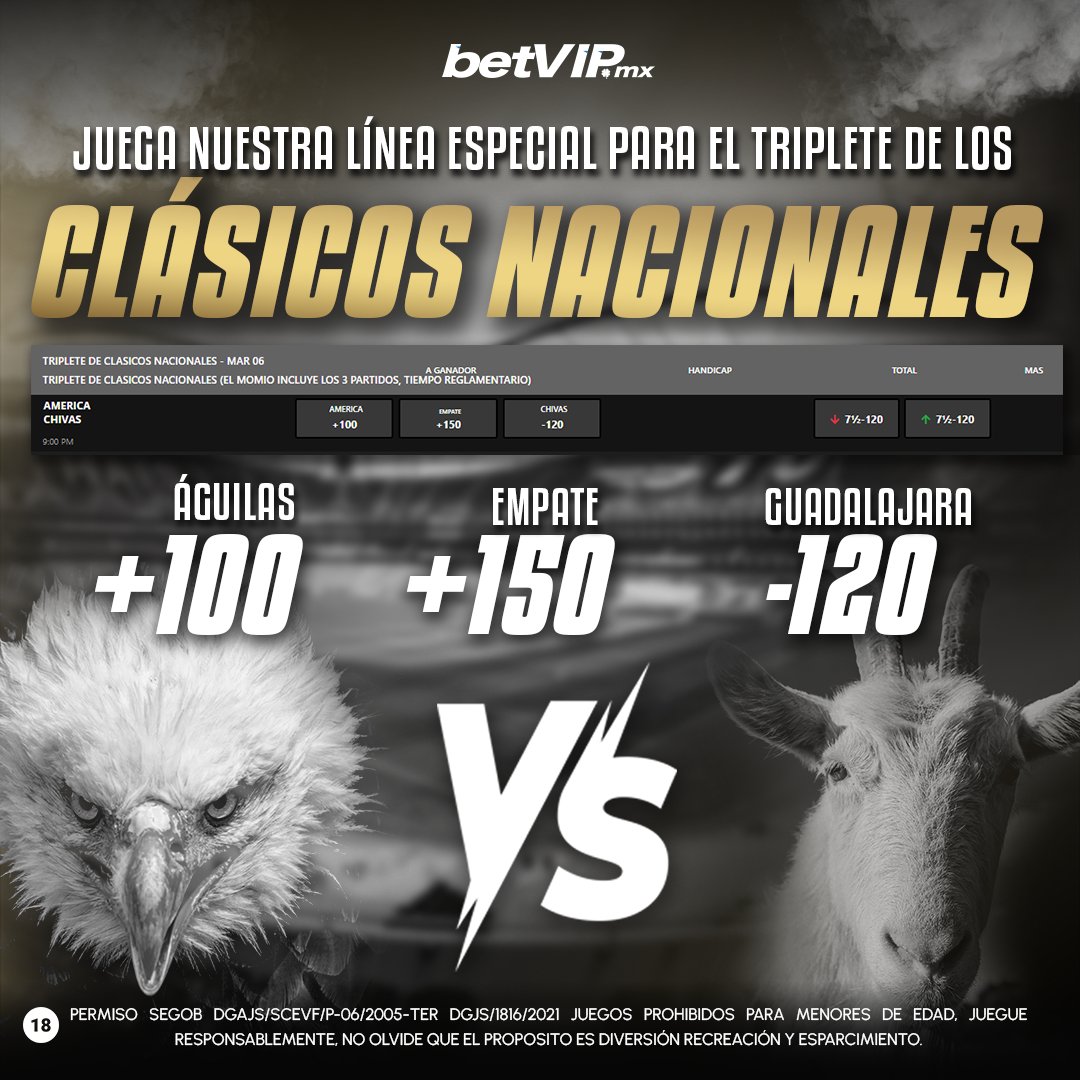 ¡Tenemos 3 clásicos nacionales en puerta! ⚽ Y en #betVIP ya es un #clasico traerte las mejores líneas de juego. 😎
Ve poniendo un toque de emoción extra a estos encuentros y juega tu predicción para estos 3 encuentros desde un solo movimiento. 

#JuegaComoLosGrandes en betVIP.