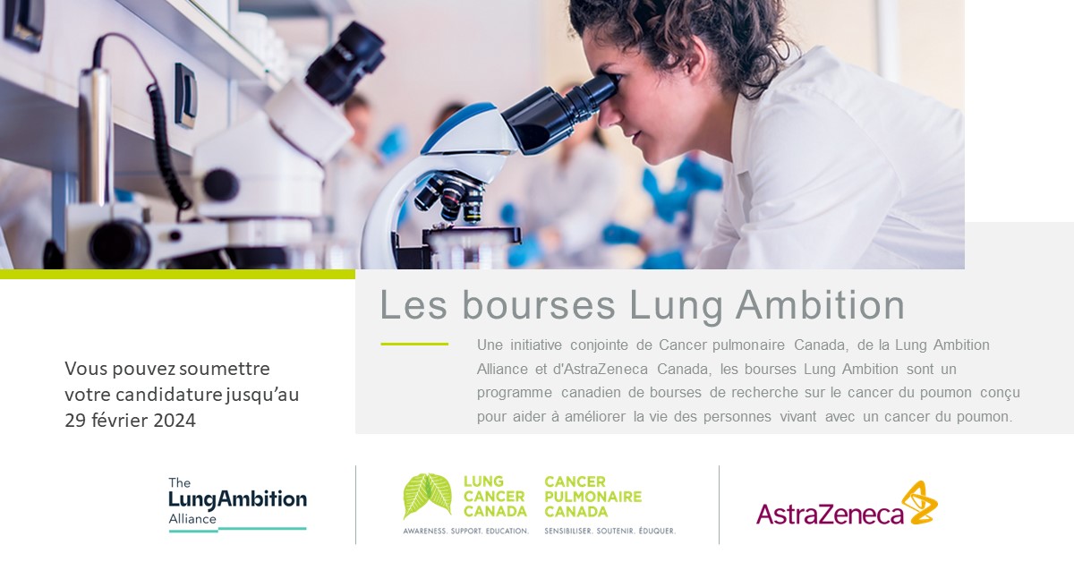 Dernier rappel : la période de présentation de candidatures pour les bourses Lung Ambition prendra fin le 29 février. Tous les détails ici : lccresearch.ca/fr #LCSM @LungCancer_Can @LungAmbition