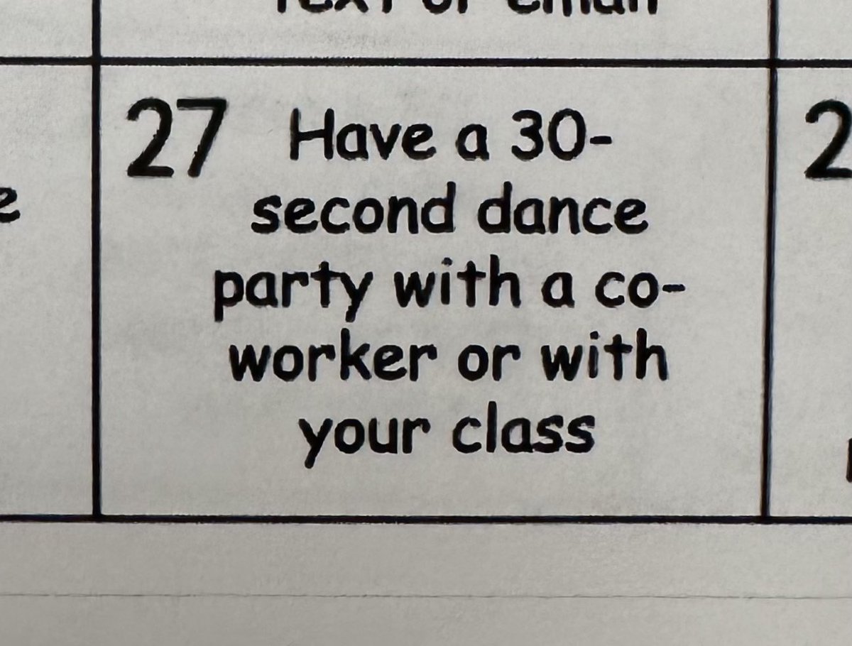 Today’s Kindness Calendar Challenge: have a 30 second dance party with your class or your co-workers. Try it! ❤️Music can help heal the soul, and dancing has several positive health benefits 😊 #FSDlearns #FSD #FSDsel #SEL @fullertonsdconnects #FSDPBIS