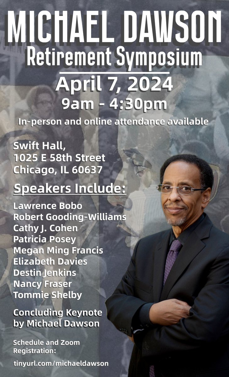 Please join RDI in celebrating the groundbreaking scholarship and outstanding mentorship of  Professor Michael C. Dawson.

eventbrite.com/e/michael-daws…