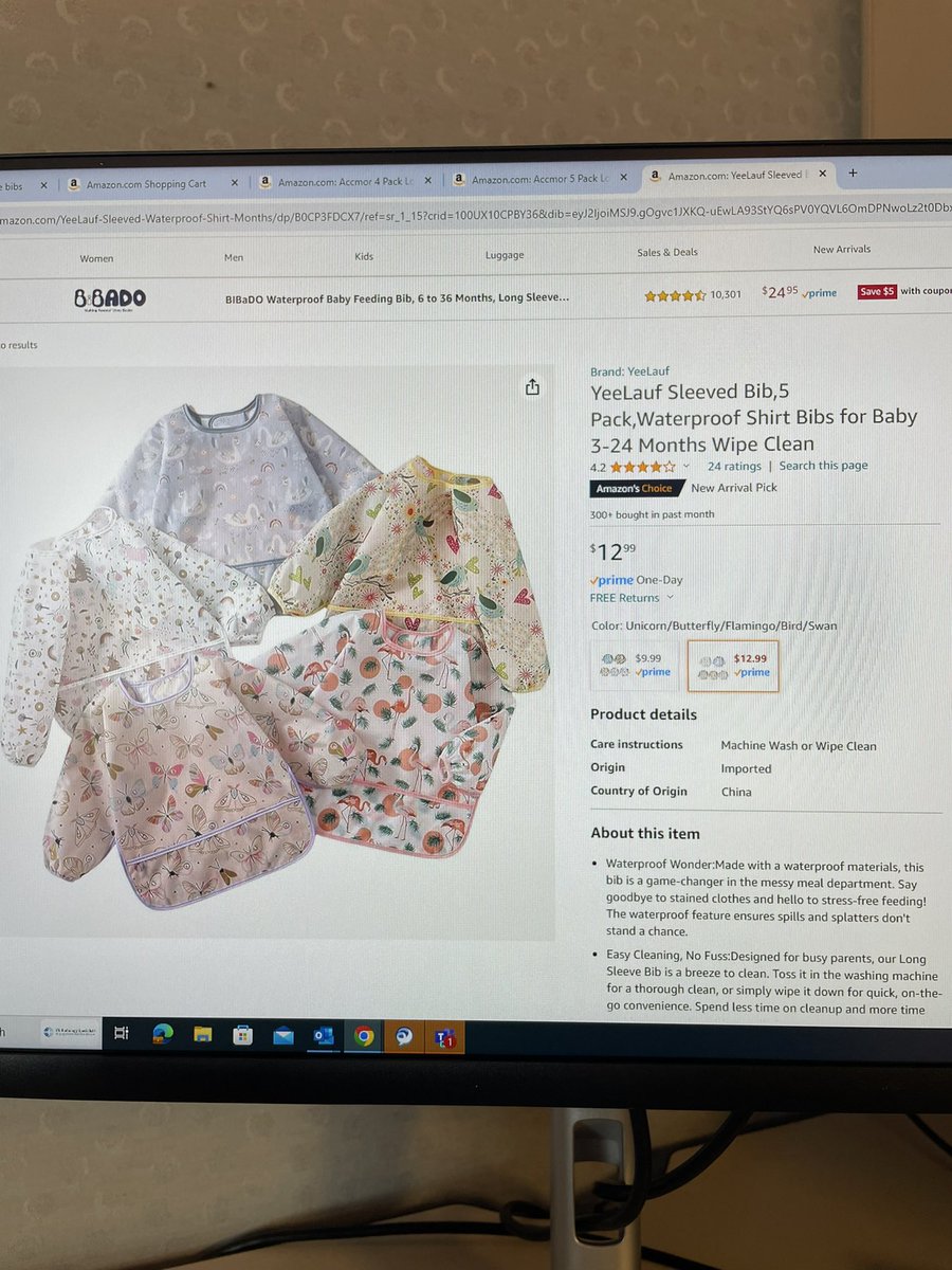 CourtneyHobba's tweet photo. @amazon please tell me why you are allowing this company to charge 3 more dollars for the “girls” bibs. Totally rediculous that this is even a thing these days https://t.co/qFVareLrAU