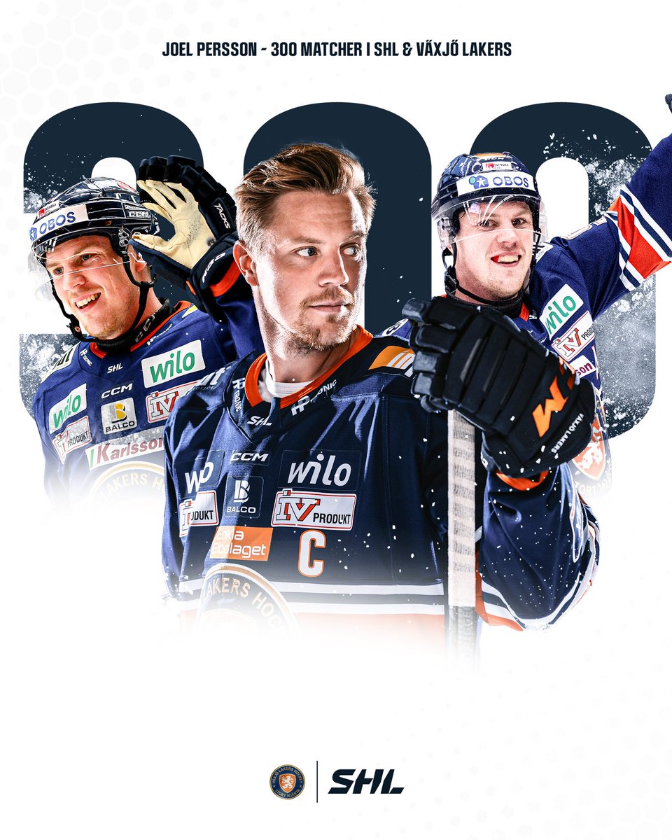 Ikväll gör han sin 300:e grundseriematch i SHL &amp; Växjö Lakers 🔥
Stort grattis till milstolpen, vår kapten Joel Persson 🤩