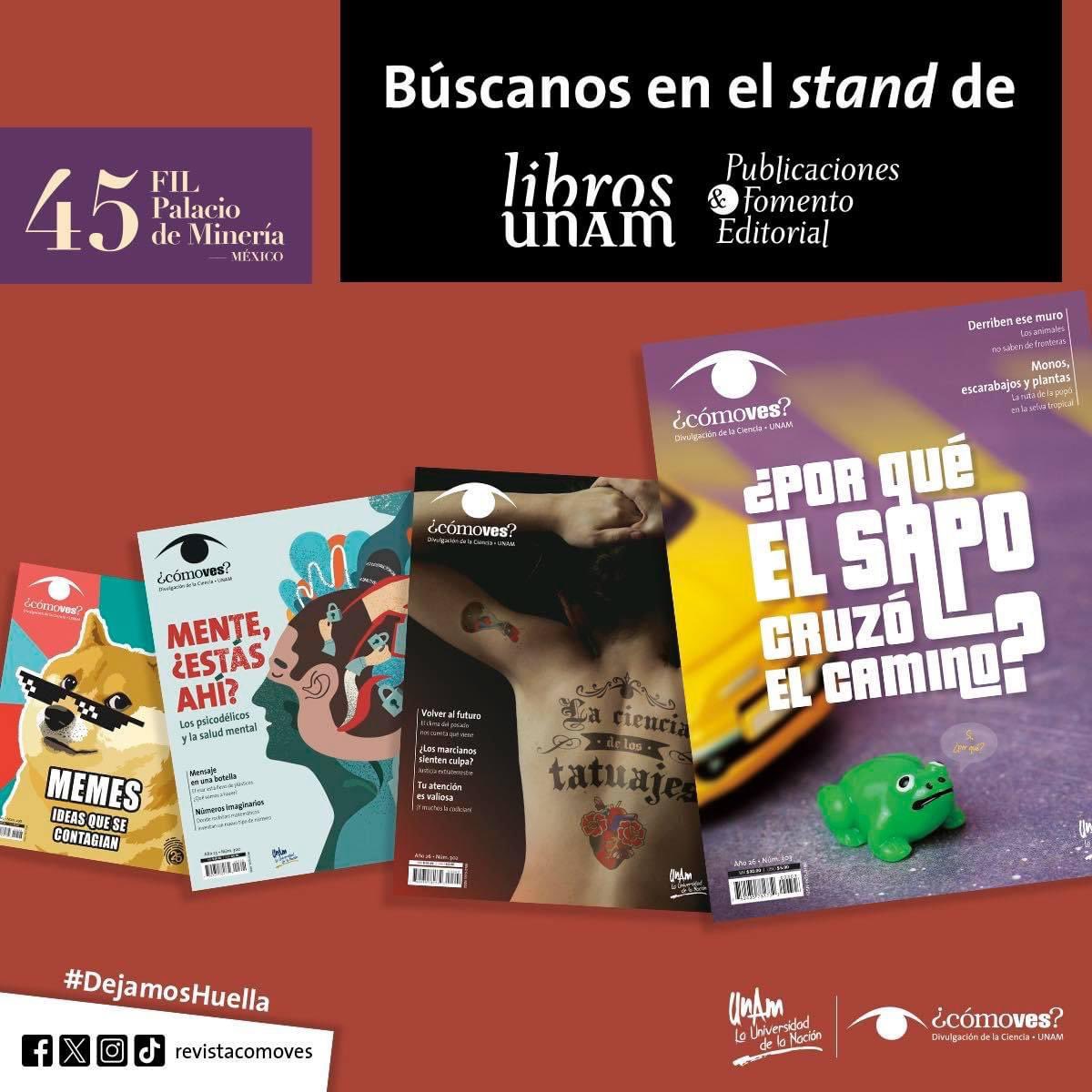 No se pierdan la feria de Minería, tienes hasta el 4 de marzo. 🤩 Puedes encontrar la revista ¿Cómo ves? en el stand de @PublicacionesUNAM. 📚 ¡Los esperamos!🤩 #DejamosHuella #comovesdigital #comoves