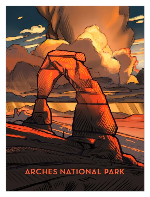 unused sketches from way back i quite liked 
for my @fiftynineparks Arches poster 