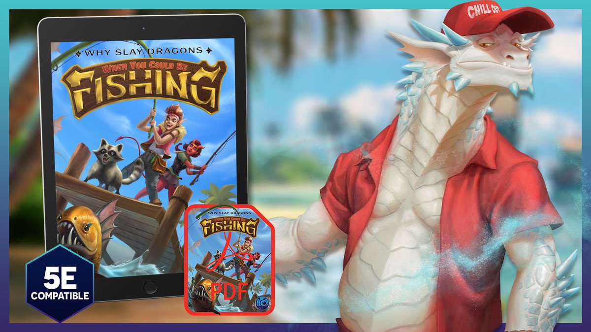 BrettUltimus's tweet image. Meet Cyrus - an angler who sells Chillcones on the beach to pay a debt to their father. 🏝️ 
Cyrus is one of 24 Angler NPCs in our newly released book - Why Slay Dragons when you could be FISHING - a 5e TTRPG supplement that brings Fishing to your world! 🎣