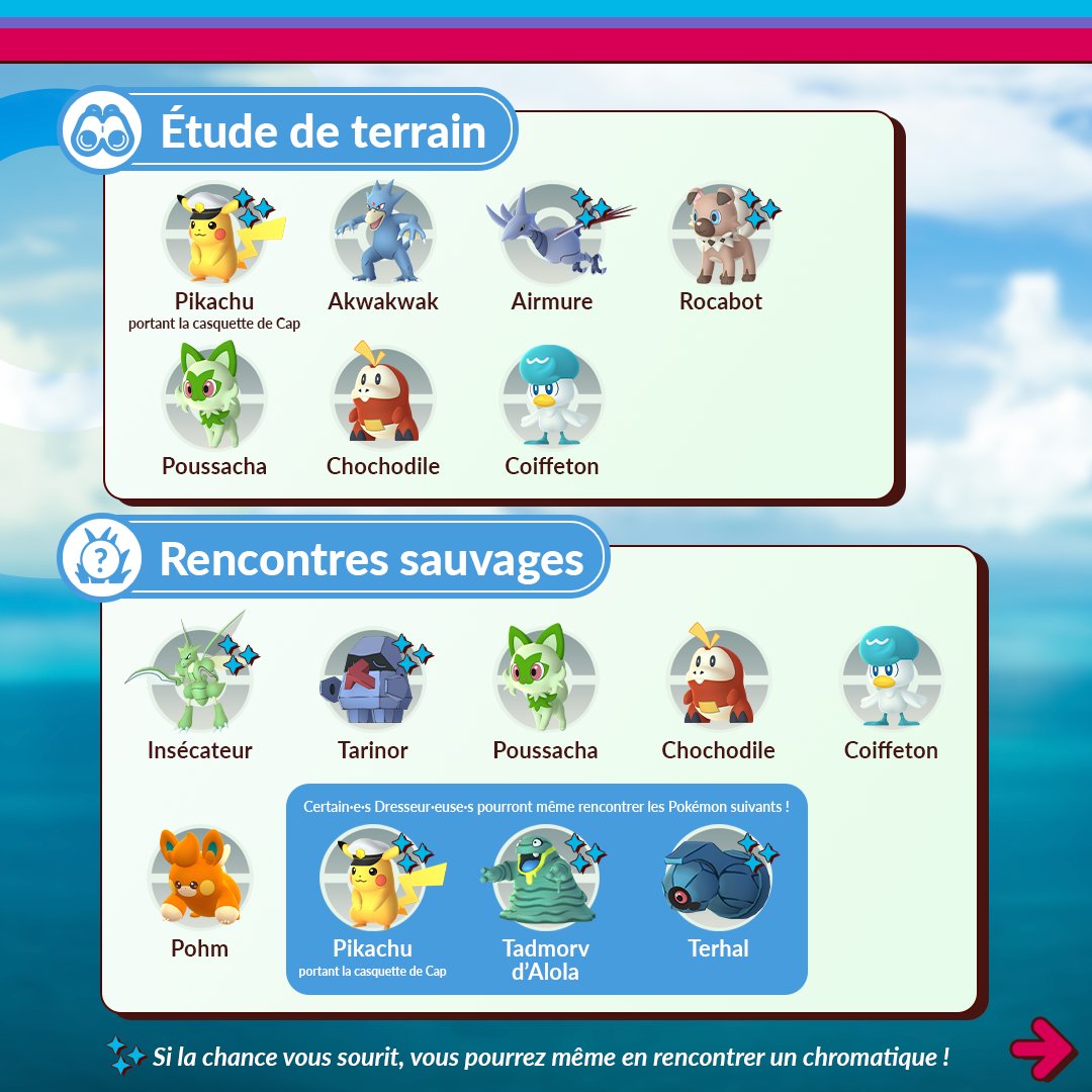 PokemonGOfr's tweet photo. Dresseur·euse·s, il est temps de célébrer vos aventures, vos découvertes et les amitiés que vous avez nouées avec la célébration pour « La série : Pokémon, les horizons », du mardi 5 mars à 10 h au lundi 11 mars 2024 à 20 h (heure locale). https://t.co/Ud27PjkzDr
