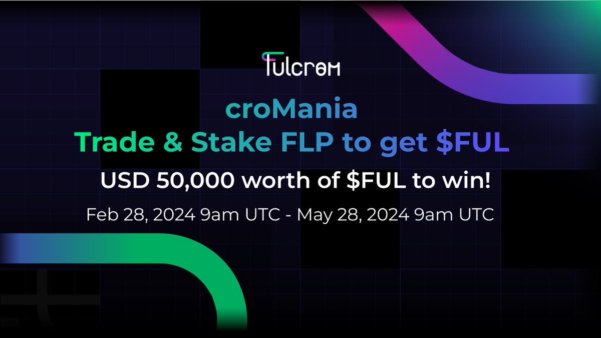 FulcromFinance's tweet photo. We're thrilled to announce #croMania on @cronosapp for the #CROFAM 🔥

Join us for a chance to win from a prize pool of $50,000 in $FUL tokens.

The more you trade on Fulcrom and stake FLP, the more points and FUL rewards you'll earn.

Let's get the details rolling... 👇 https://t.co/85WfMDfA67