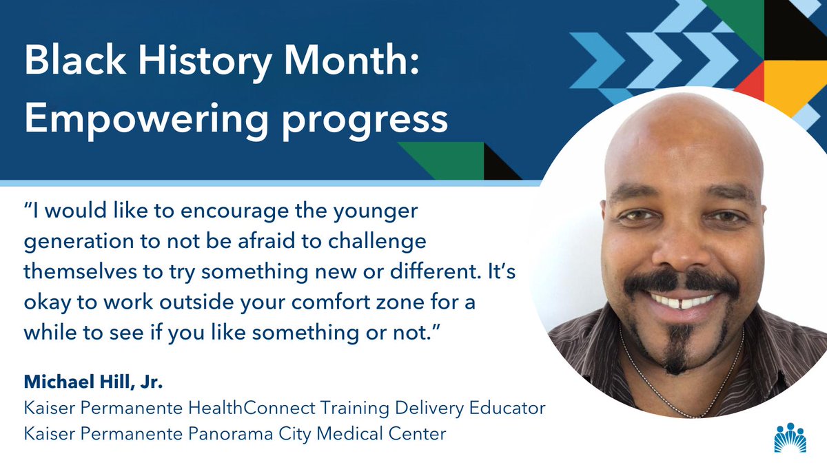KP Panorama City (@kppanoramacity) on Twitter photo Meet Michael Hill, Jr. He's a Training Delivery Educator for our HealthConnect system <a href="/KPPanoramaCity/">KP Panorama City</a>. In honor of #BlackHistoryMonth, Michael shares advice for aspiring health care professionals, particularly those from underrepresented communities. Meet Michael Hill, Jr. He's a Training Delivery Educator for our HealthConnect system <a href="/KPPanoramaCity/">KP Panorama City</a>. In honor of #BlackHistoryMonth, Michael shares advice for aspiring health care professionals, particularly those from underrepresented communities.