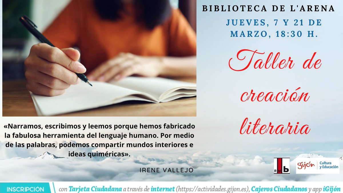 Tus #Citas 🗓️ en #Marzo con la #creaciónliteraria ✍️en la #biblioteca #pachindemelas  de la @RMBGijonXixon son los #jueves 7 y 21! ¡Te esperamos💫! @Culturagijon
#actividadesculturales #talleresliterarios #actividadesliterarias