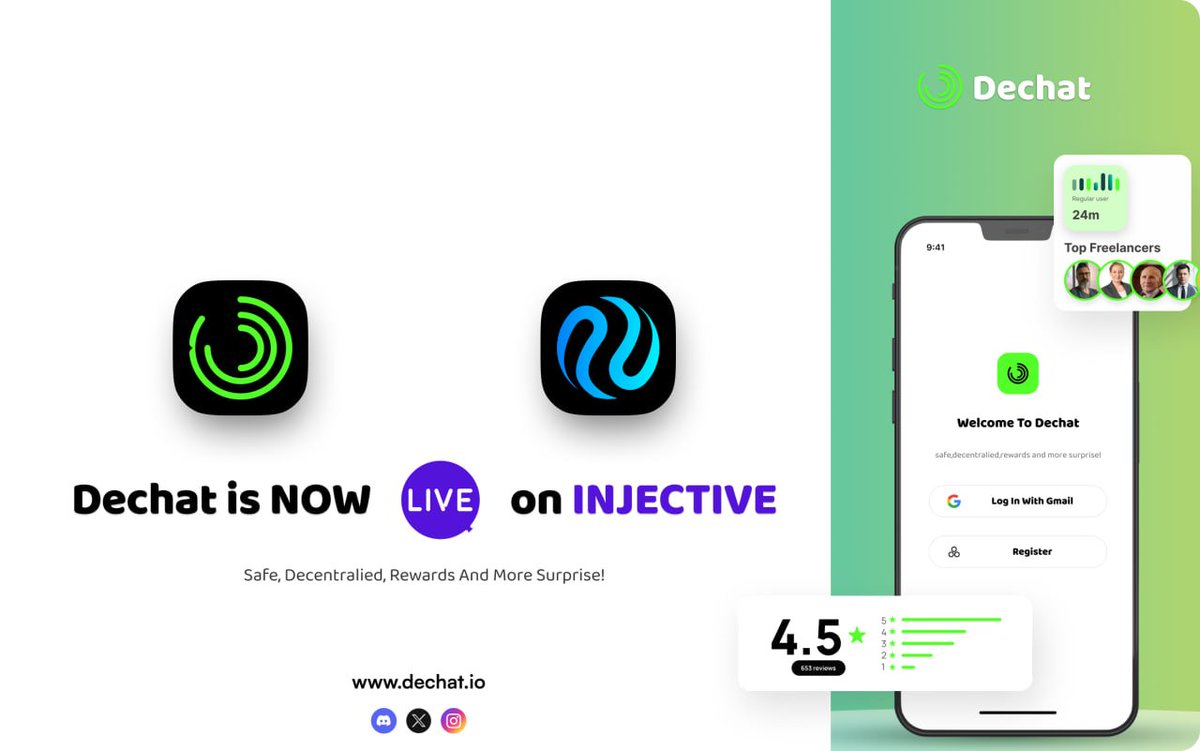 dechat_io's tweet photo. 🚀 Exciting News! 🚀

Dechat is now live on @injective  L1 - the fastest blockchain for finance with the lowest fees. 

Get ready for lightning-fast transactions and unparalleled security with Dechat on Injective L1! ⚡️ https://t.co/OjSSFBySLQ