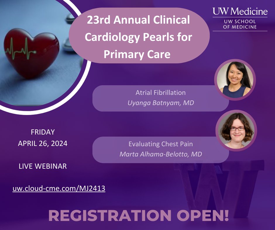TWO MONTHS AWAY! Join the faculty at the Clinical Cardiology Pearls for Primary Care being held via Zoom. Go to uw.cloud-cme.com/MJ2413 for course info and register. #cme #cardiac #primarycare @alec_moorman @ruchikapoor @UWCardiology @UWMedicine @UW_DGIM @uwfm @uwimrp @UWMedHeart