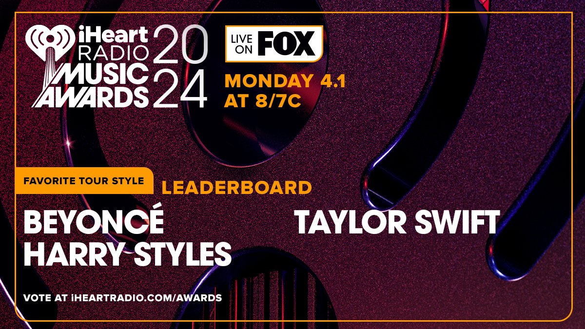 iHeartRadio's tweet photo. The #iHeartAwards votes are rolllllling in! Did your favorites make our Week 5 leaderboards? 👀
Voting is STILL OPEN at https://t.co/HfPWIRgaoN
@beyonce @Harry_Styles @taylorswift13 https://t.co/8iQM8DKvtm