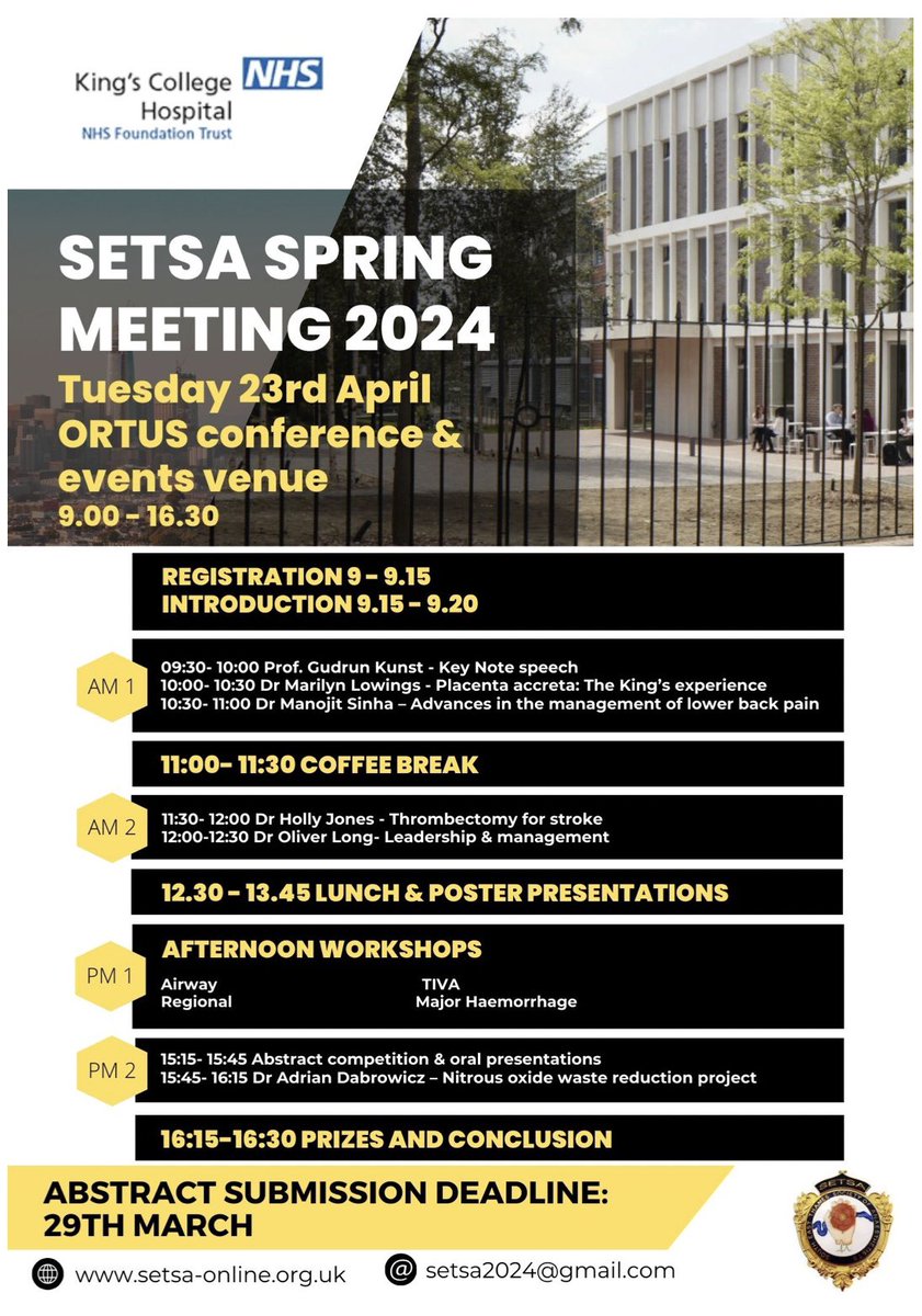 Sarah Muldoon (@gasgal13) on Twitter photo Sign up for the long awaited return of <a href="/SETSAnaesthesia/">SETSA</a> Meeting which <a href="/KCHAnaesthetics/">King’s Anaesthetic Department</a> is hosting!Great chance for SE Anaesthetists to meet up,loved this when an Anaesthetist in Training. <a href="/BrenNyamaizi/">Brenda Nyamaizi</a> <a href="/CharlotteBrath2/">Charlotte Brathwaite-Shirley</a> <a href="/Pouchface/">Jules Harrington</a> <a href="/SajuSharaf25317/">Saju Sharafudeen</a> Robin Kumar&Felicity Gallop Sign up for the long awaited return of <a href="/SETSAnaesthesia/">SETSA</a> Meeting which <a href="/KCHAnaesthetics/">King’s Anaesthetic Department</a> is hosting!Great chance for SE Anaesthetists to meet up,loved this when an Anaesthetist in Training. <a href="/BrenNyamaizi/">Brenda Nyamaizi</a> <a href="/CharlotteBrath2/">Charlotte Brathwaite-Shirley</a> <a href="/Pouchface/">Jules Harrington</a> <a href="/SajuSharaf25317/">Saju Sharafudeen</a> Robin Kumar&Felicity Gallop