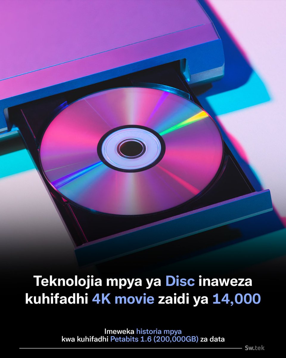 Swahili_Tek's tweet image. Wanasanyansi kutoka Chuo cha Shanghai wameonyesha disc mpya ya 3D nanoscale optional disc yenye ukubwa sawa na DVD au Blu-Ray Disc. Disc hii imeweka rekodi ya kuwa disc ambayo inaweza kuhifadhi data nyingi.

Disc hiyo inatumia teknolojia mpya ambayo inaweza kuhifadhi Petabits 1.6…