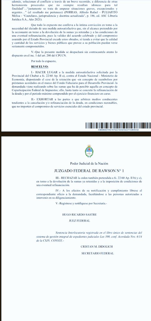 BiondiniCesar's tweet photo. La Justicia Federal falló a favor del gobierno de Chubut y le ordena a Caputo restituir los fondos confiscados. Milei podrá patalear e insultar en redes, pero está perdiendo la pulseada contra las provincias. No era un tema de abrir un mail, es respetar el Federalismo. https://t.co/DdPwlD4RT3