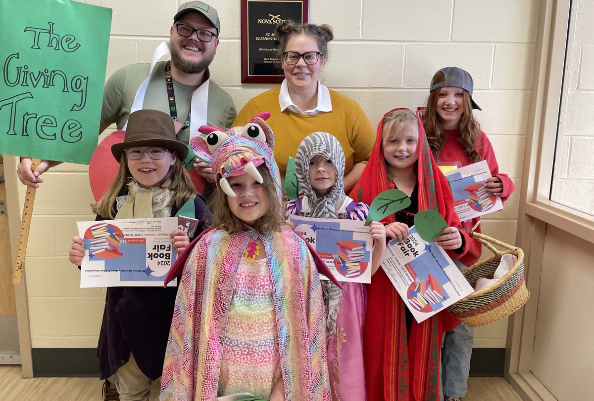 We celebrated “Dress as Your Favourite Book Character” as part of the @SMES01 I Love to Read Week! It was difficult, but judges selected the following costumes as winners. Student winners received a coupon for our upcoming Book Fair compliments of our Home & School! @AVRCE_NS