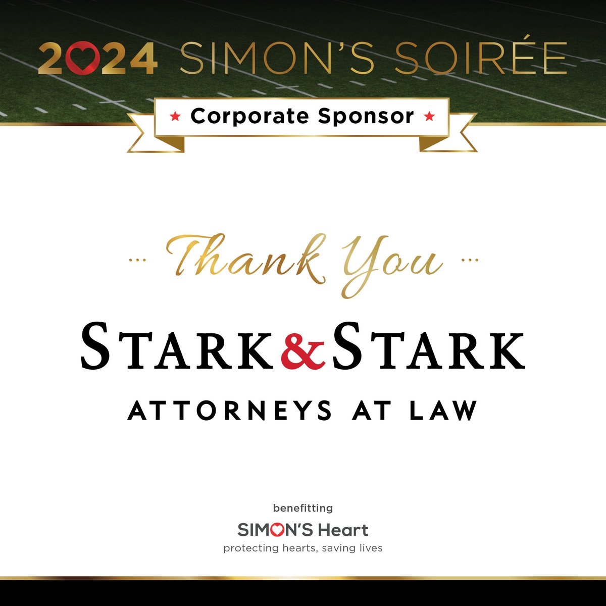 We’re grateful for Stark & Stark’s enduring partnership that extends far beyond Simon’s Soiree. Jeff Krawitz, a dedicated Board Member, has been a steadfast volunteer since our first heart screening. Thank you, Stark & Stark for joining us in our mission to save lives.