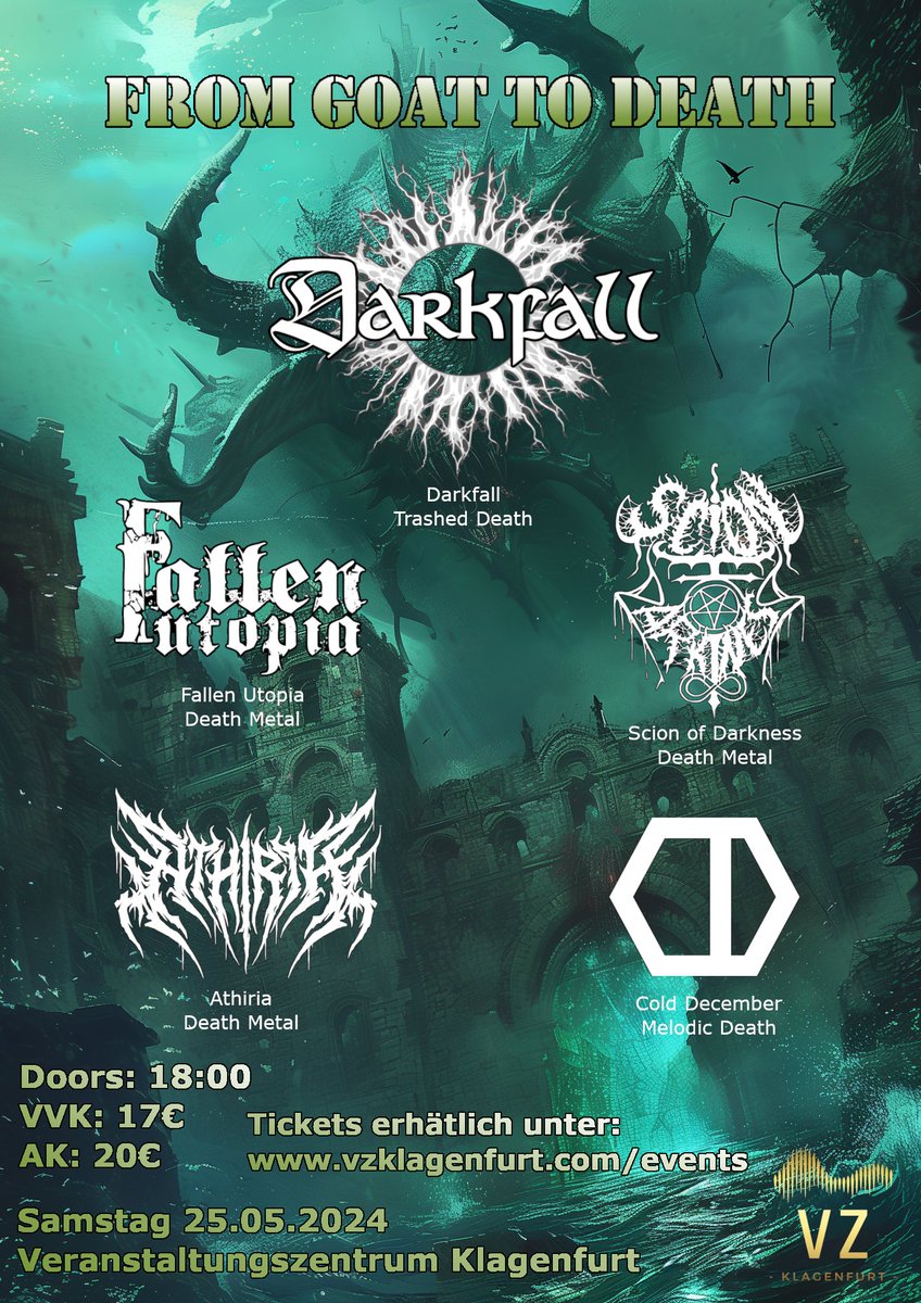 Clon3On3's tweet photo. #FromGoatToDeath is back at #VZKlagenfurt 
#ATHIRIA
#COLDDECEMBER
#DARKFALL
#FALLENUTOPIA
#SCIONOFDARKNESS
live on stage! #DeathMetal #Concert #gig #klagenfurt #welzenegg 
https://t.co/dvkYd3wWJf https://t.co/ekCqrX0vn5