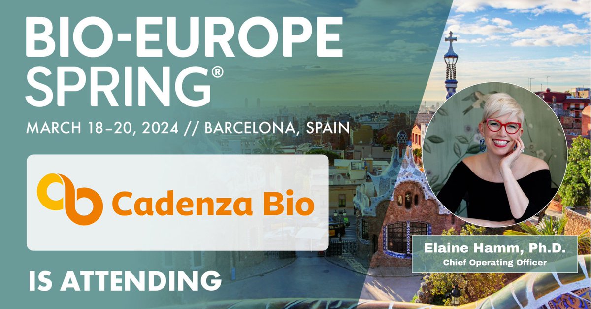 Our COO, Dr. Elaine Hamm, will attend BIO Europe from March 18-20. You can join her to gain insights into our approach to combating Multiple Sclerosis and learn about our solutions. #MultipleScelrosis #BioEurope2024 #CadenzaBio