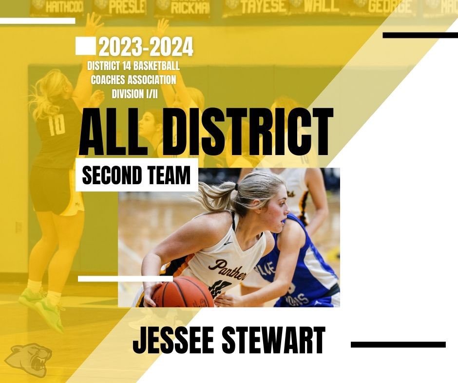 TraceWbb's tweet photo. Congratulations to our Lady Panthers on All District 14 Div I / II honors 🐾🏀
Jessee Stewart 2nd Team All District @StewartJessee 
Gracie Lovett Honorable Mention All District 
( Graphic Design - Payge Smith) https://t.co/tDEXAC1ffb