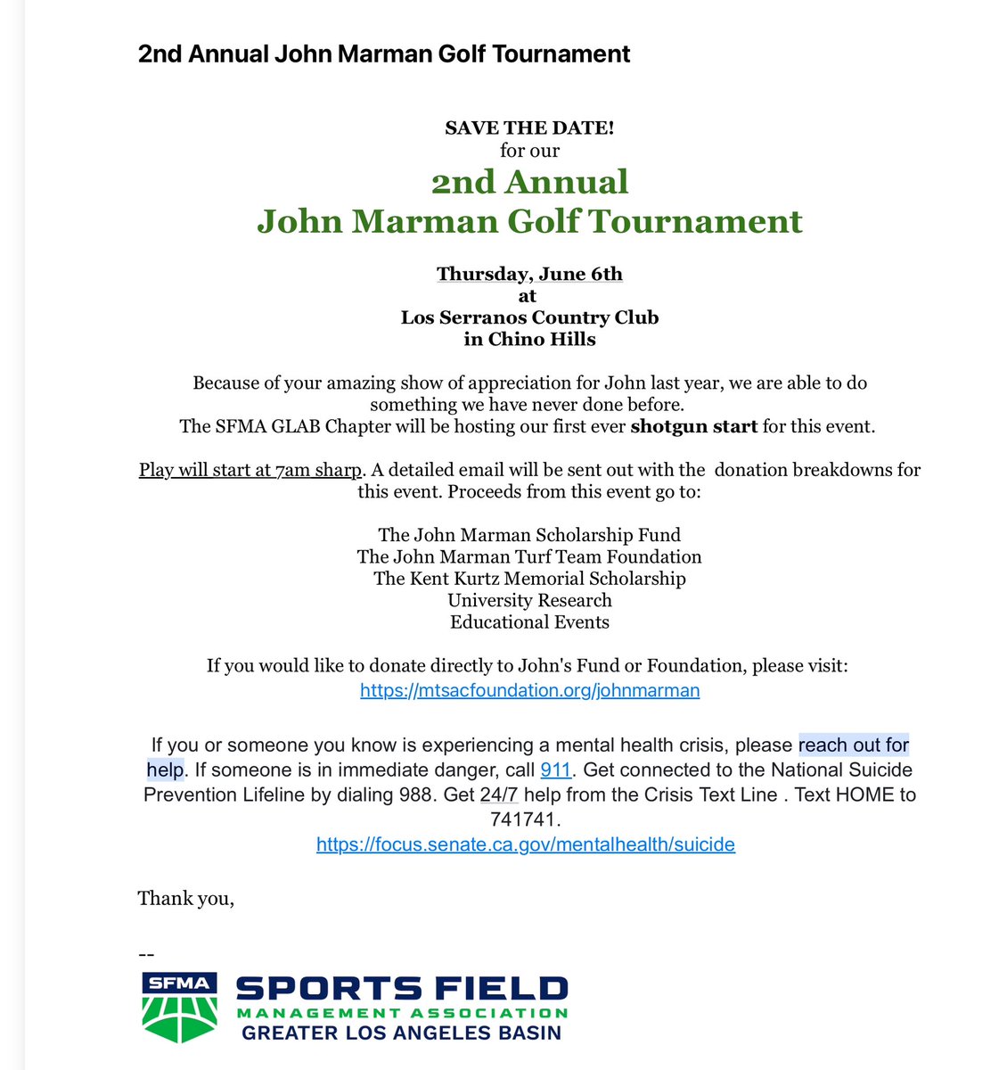 Save the date for the 2nd annual @JohnMWCT Golf Tournament. Let’s raise some $$ and carry on his dedication to the industry. @FieldExperts