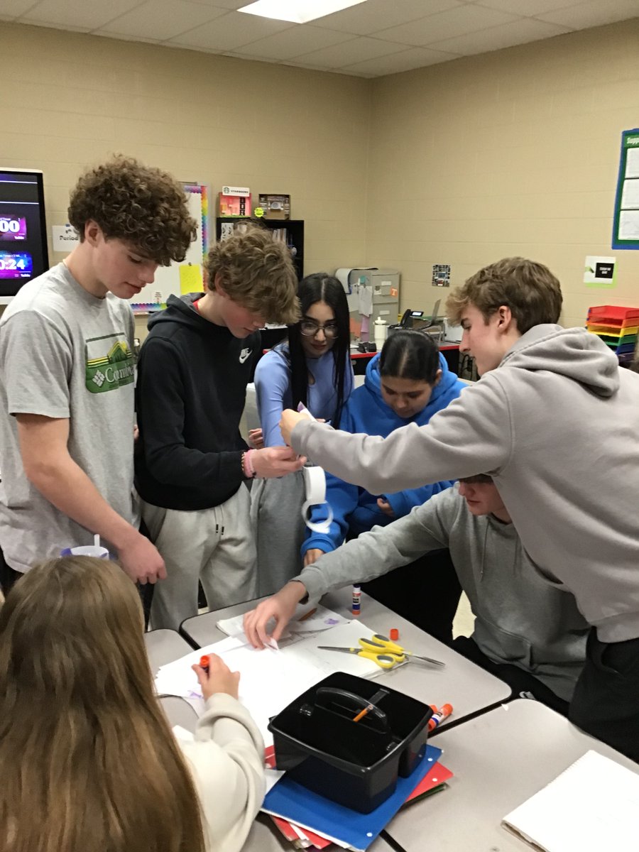 Turning theory into fun! Marketing I students have an epic paper chain building competition - one hand only, no talking - illustrating the importance of each link in real-world supply chains.⛓️🪄
#MarketingMagic #SupplyChainChallenge #Teamwork  <a href="/wcsCCTE/">wcsCCTE</a>