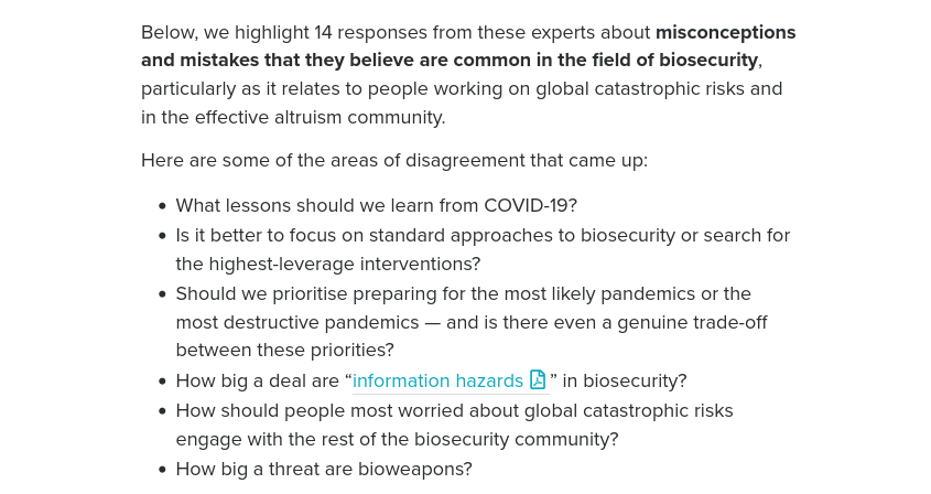 Looking for some spicy takes on what people are getting wrong in biosecurity? <a href="/AnemoneFranz/">Anemone Franz</a> and I anonymously interviewed experts on common misconceptions in biosecurity, particularly among people working on global catastrophic risks.