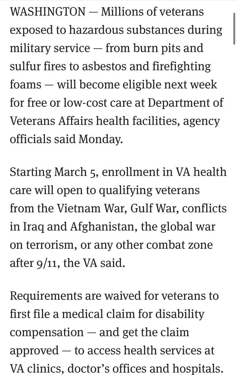 Mandalorian_Ren's tweet image. Starting March 5, VA health coverage will expand to all Veterans exposed to toxins from Vietnam War through post-9/11 conflicts 
stripes.com/veterans/2024-…