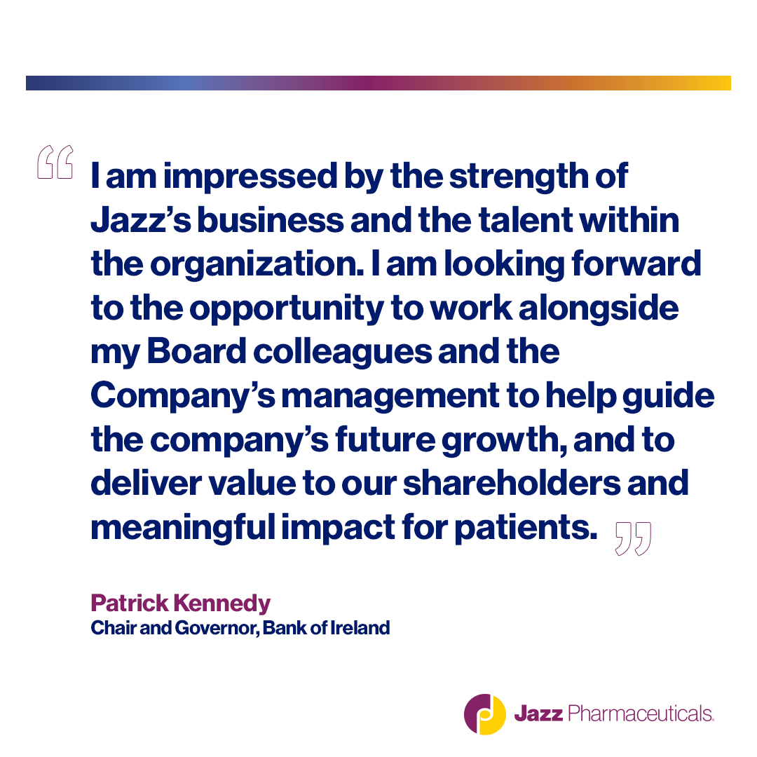 We’re pleased to welcome a new independent director, Patrick Kennedy, to the Jazz Board of Directors. Learn more: bit.ly/3wxxxdQ
