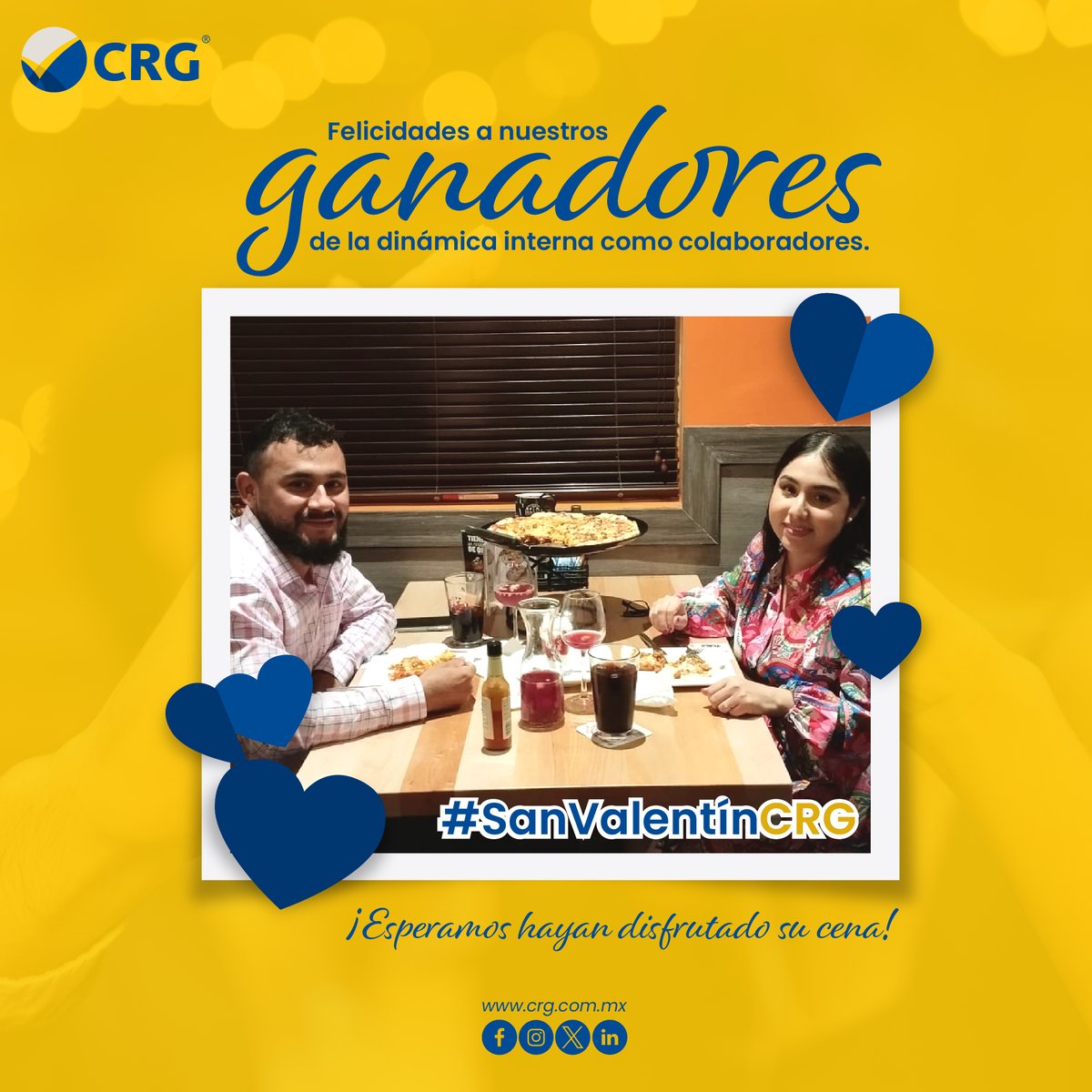 crgsegurosmx's tweet photo. #ComunidadCRG 👥🩵 Felicitamos a nuestra colaboradora ganadora de la dinámica interna. ¡Gracias a todos por su participación y apoyo🥳!
#CRGSegurosyFianzas #SanValentinCRG #Cenaparados #ISO9001 #Comunidad https://t.co/R2J7pkICCh