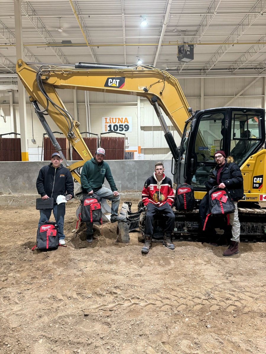 Congrats to our apprentices of the month! L-R: Chris Deluca (Multi-Sector), Bradly Paterson (Utilities), Seth Houghton (Cement Finisher), Kyle McKay (Sewer & Watermain). Thanks to our industry partners for the great swag! #Local1059 #TrainingTuesday #SkilledTrades #ldnont