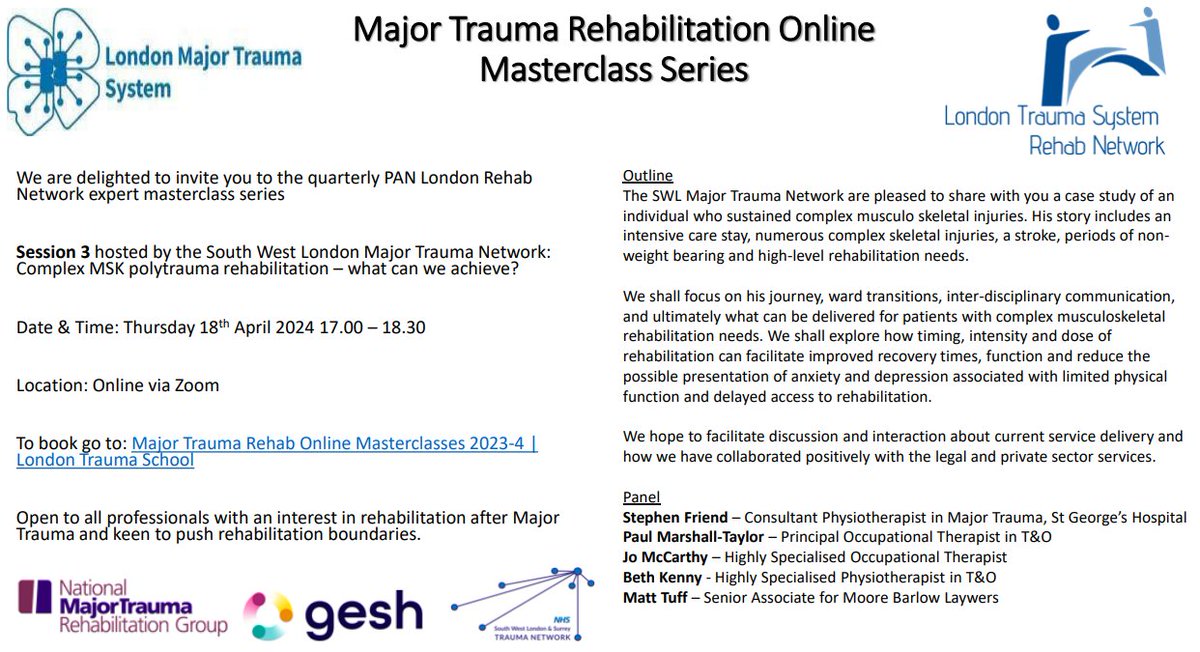 Another LMTS rehab master class on 18th April - all welcome: londontraumaschool.com/p/rebahmasterc…