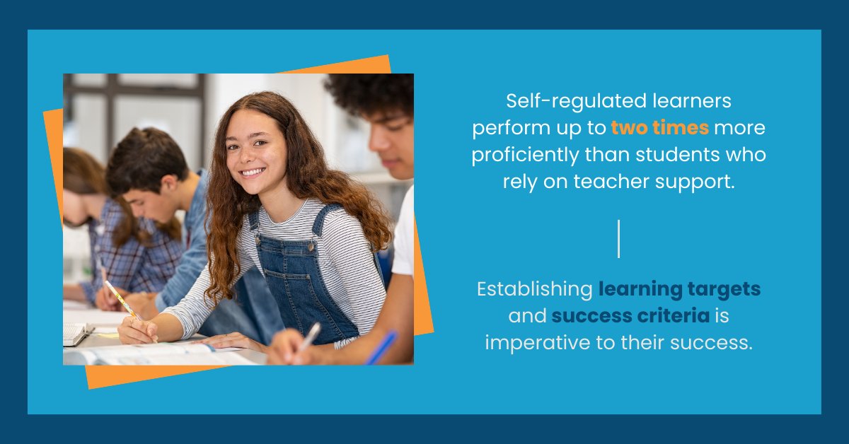 Did you know that self-regulated learners perform up to two times more proficiently than students who rely on teacher support? 

Establishing learning targets and success criteria is imperative to attain such outcomes for students.

#AchievementTeams