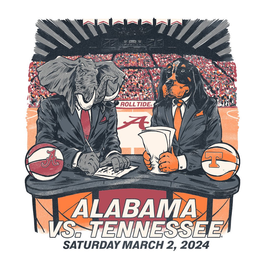 Who’s ready for Saturday? We are! Limited edition Alabama vs Tennessee Gameday shirts. Available online and in store 2/28 at 3PM. 
#bluecollarbasketball #alabamabasketball #rolltide #tidehoops