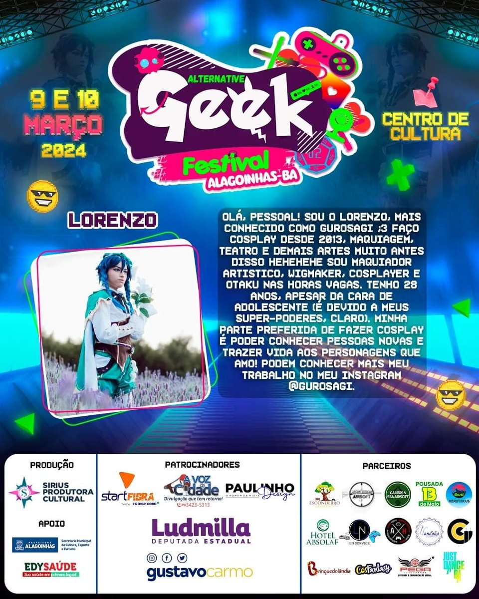 agfbaoficial's tweet image. ⚠️ Lembrando que as vagas para o concurso cosplay AINDA ESTÃO ABERTAS!

🗣 Na categoria Desfile Tradicional haverá premiação em dinheiro 💰

📲 Acesse o link na descrição da página!

#AGFBA #AlternativeGeekFestival #Alagoinhas #Geek #EventoGeek #DesfileCosplay #Cosplay