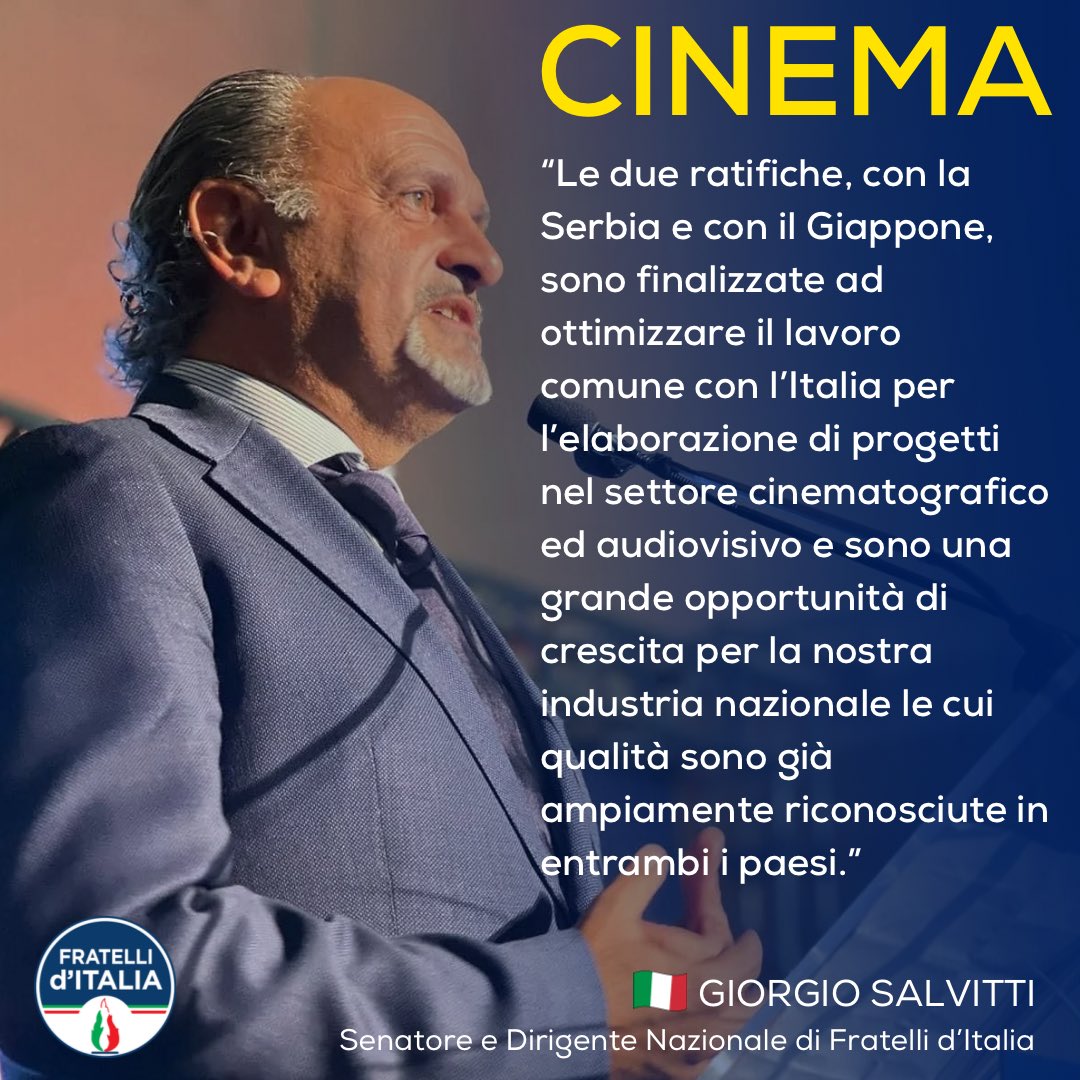 *CINEMA, SALVITTI (FDI): ACCORDI CON SERBIA E GIAPPONE FINALIZZATI A PROGETTI COMUNI*

9CO1494781 4 POL ITA R01
CINEMA, SALVITTI (FDI): “ACCORDI CON SERBIA E GIAPPONE FINALIZZATI A PROGETTI COMUNI”